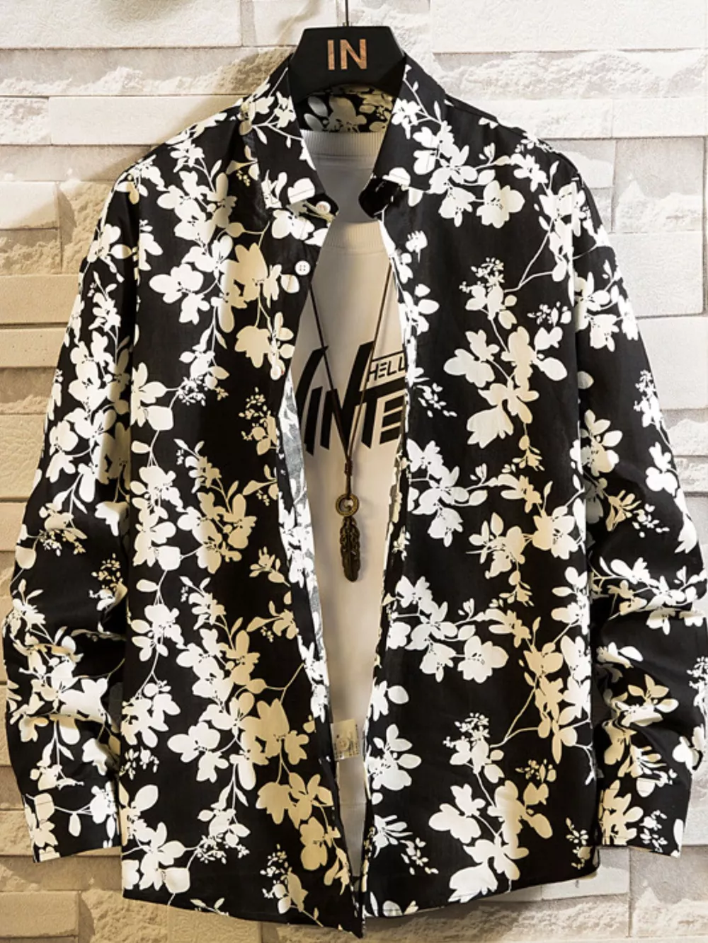 Men's Plus Size Printed Button Up Shirt, image 3