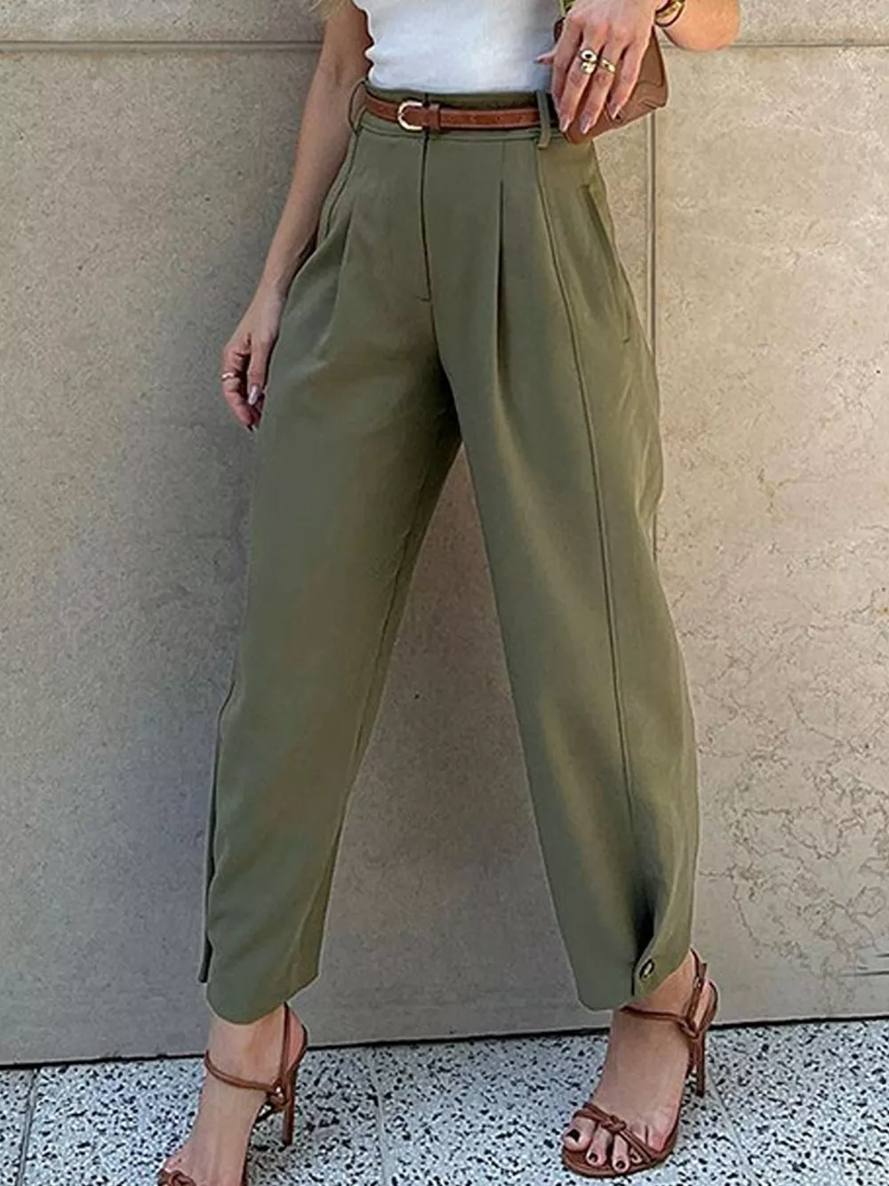High-Waisted Pleated Pants, image 5