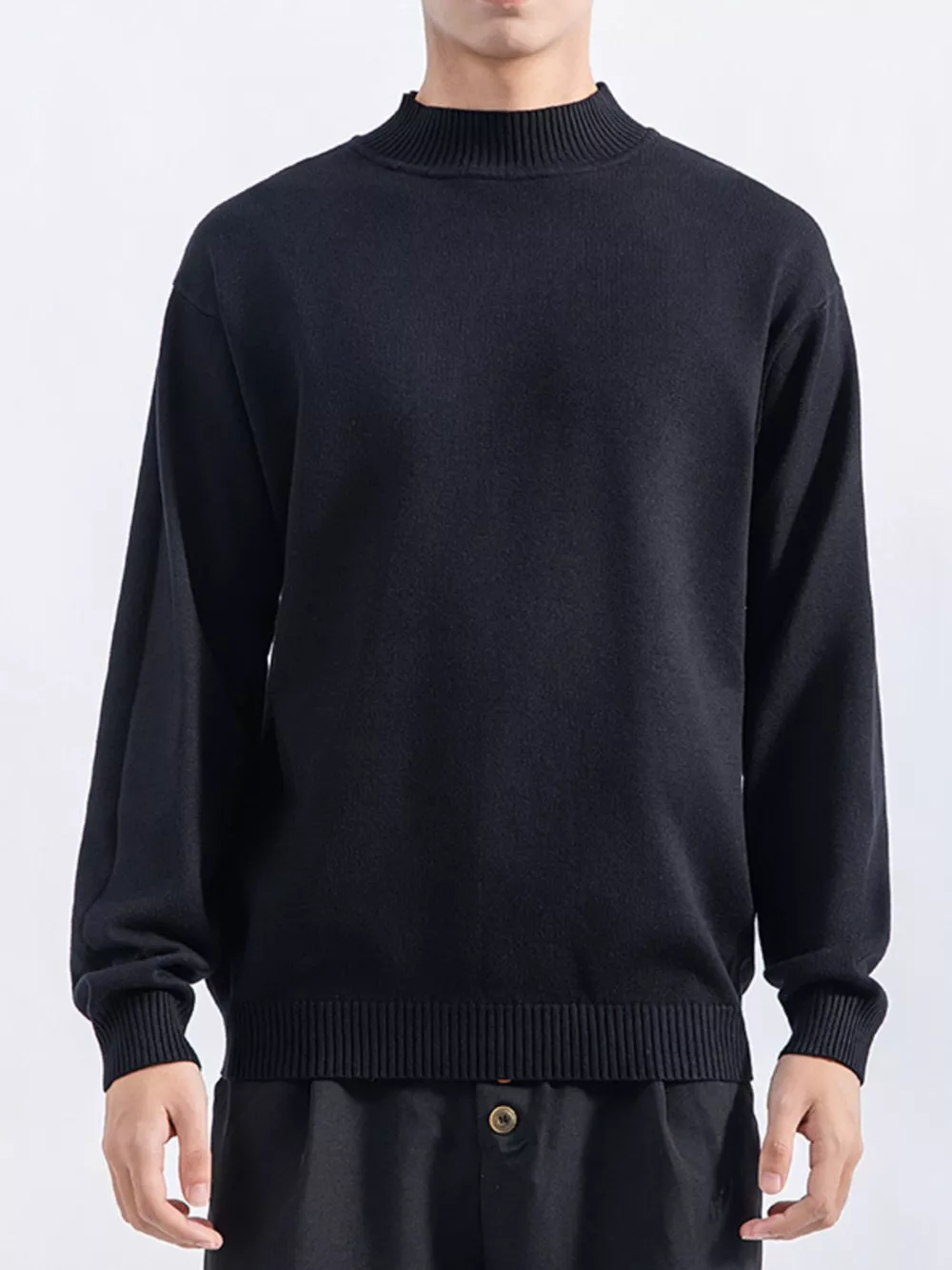 Men's Plus Size Minimalist Mock Neck Sweater, image 9
