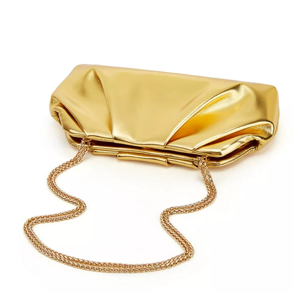 Ruched Shoulder Bag with Chain Strap, image 4
