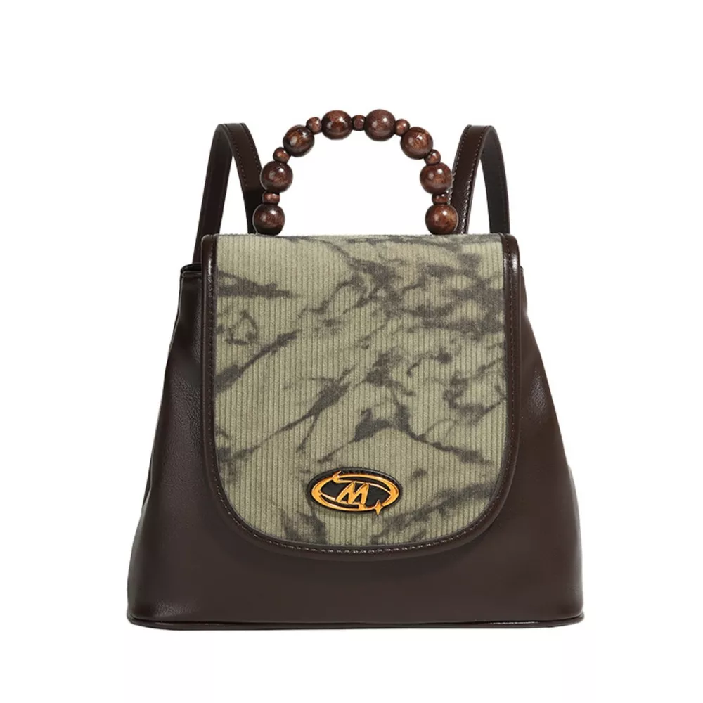 Flap Backpack Bag with Beaded Handle, image 6
