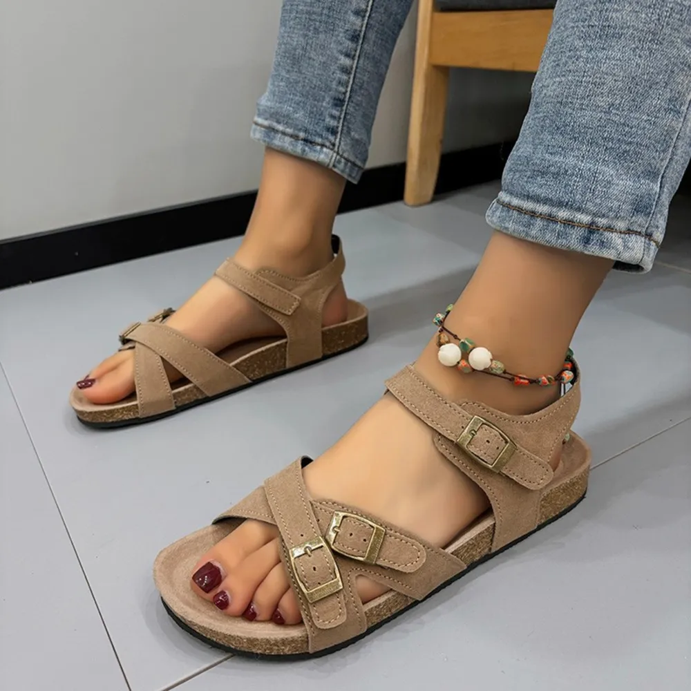 Open Toe Flat Buckle Sandals, image 9