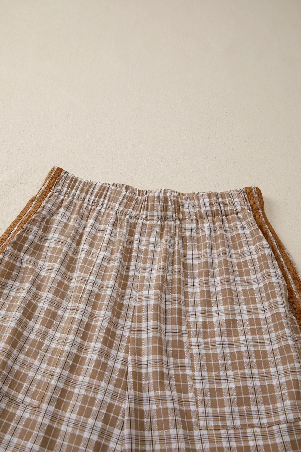 Plaid Print Tie Detail Casual Pants, image 5