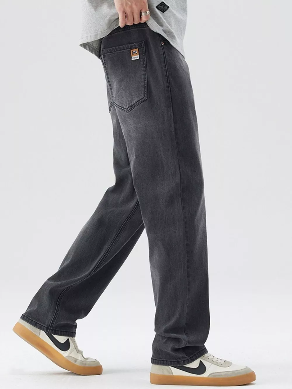Men's Wide Leg Jeans with Pockets, image 5