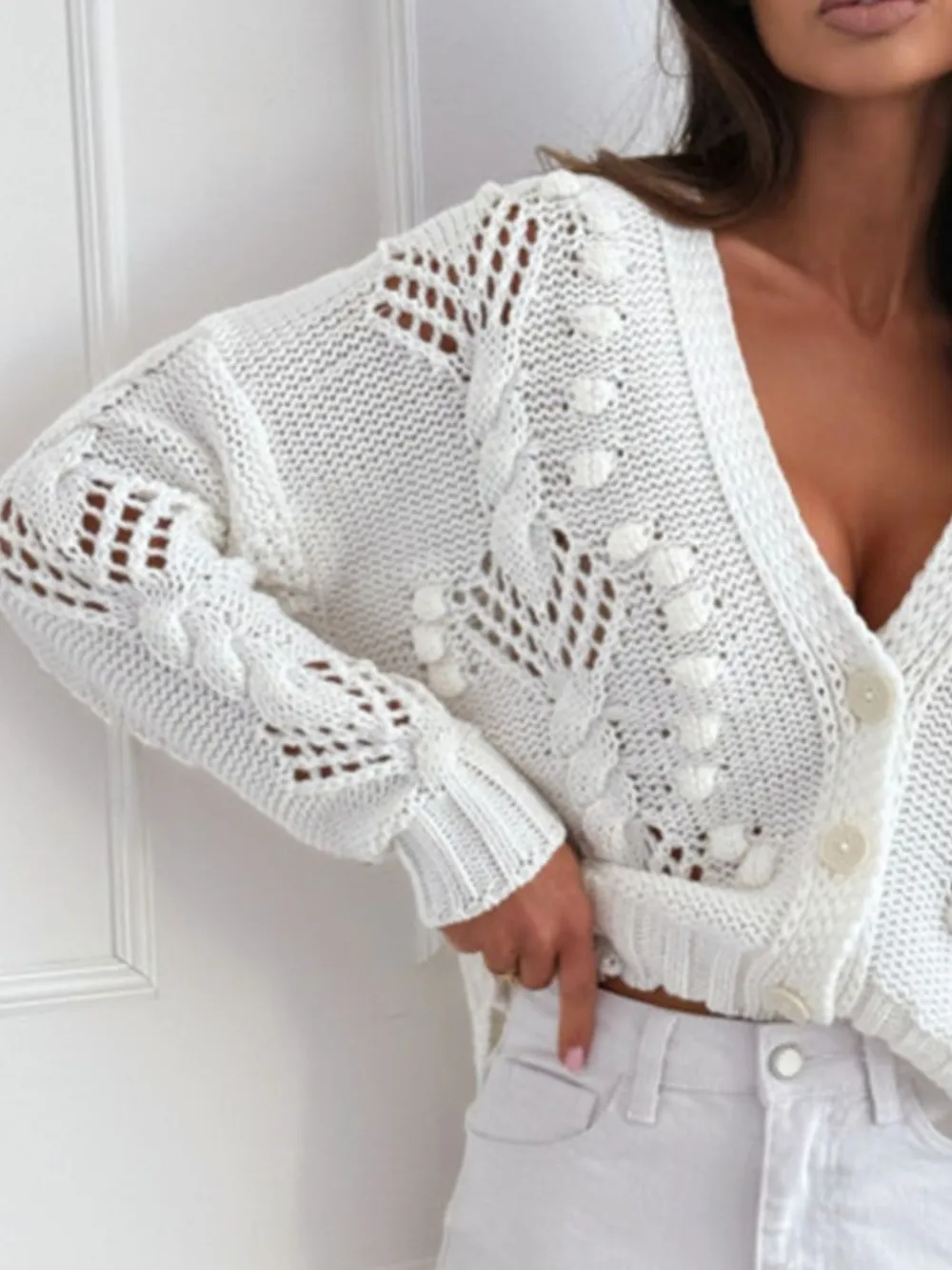Button Up V-Neck Cardigan, image 14