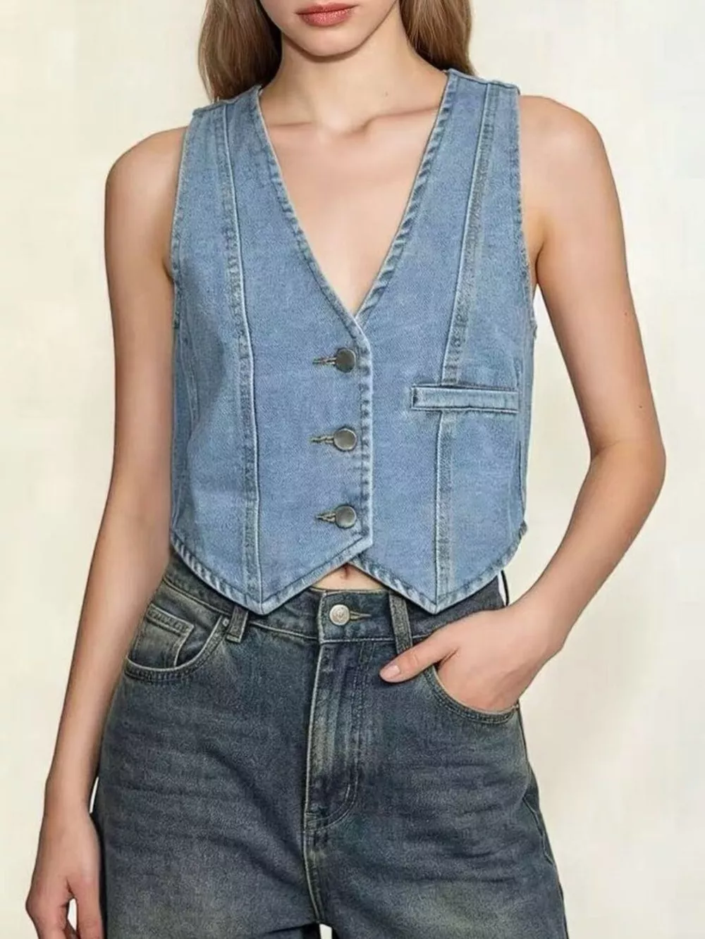Button-Down Denim Vest, image 14