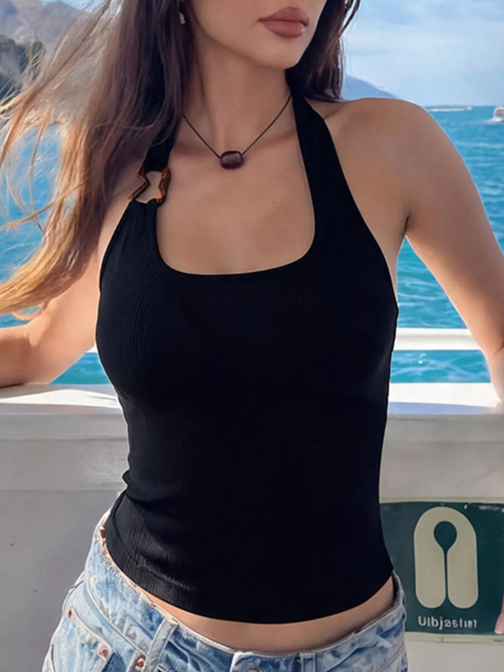 Ribbed Halter Neck Tank, image 6