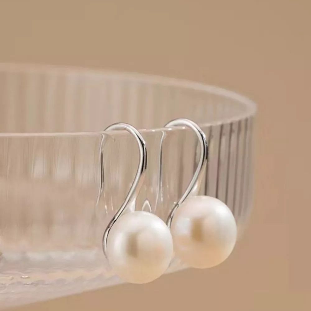 925 Sterling Silver Pearl Drop Earrings, image 2
