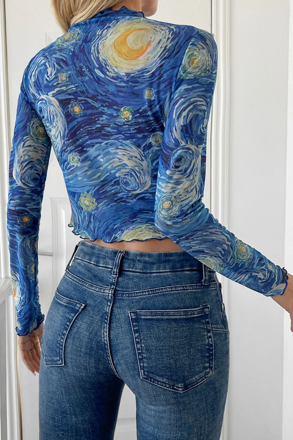 Starry Sky Cropped Mesh T-Shirt, image 5