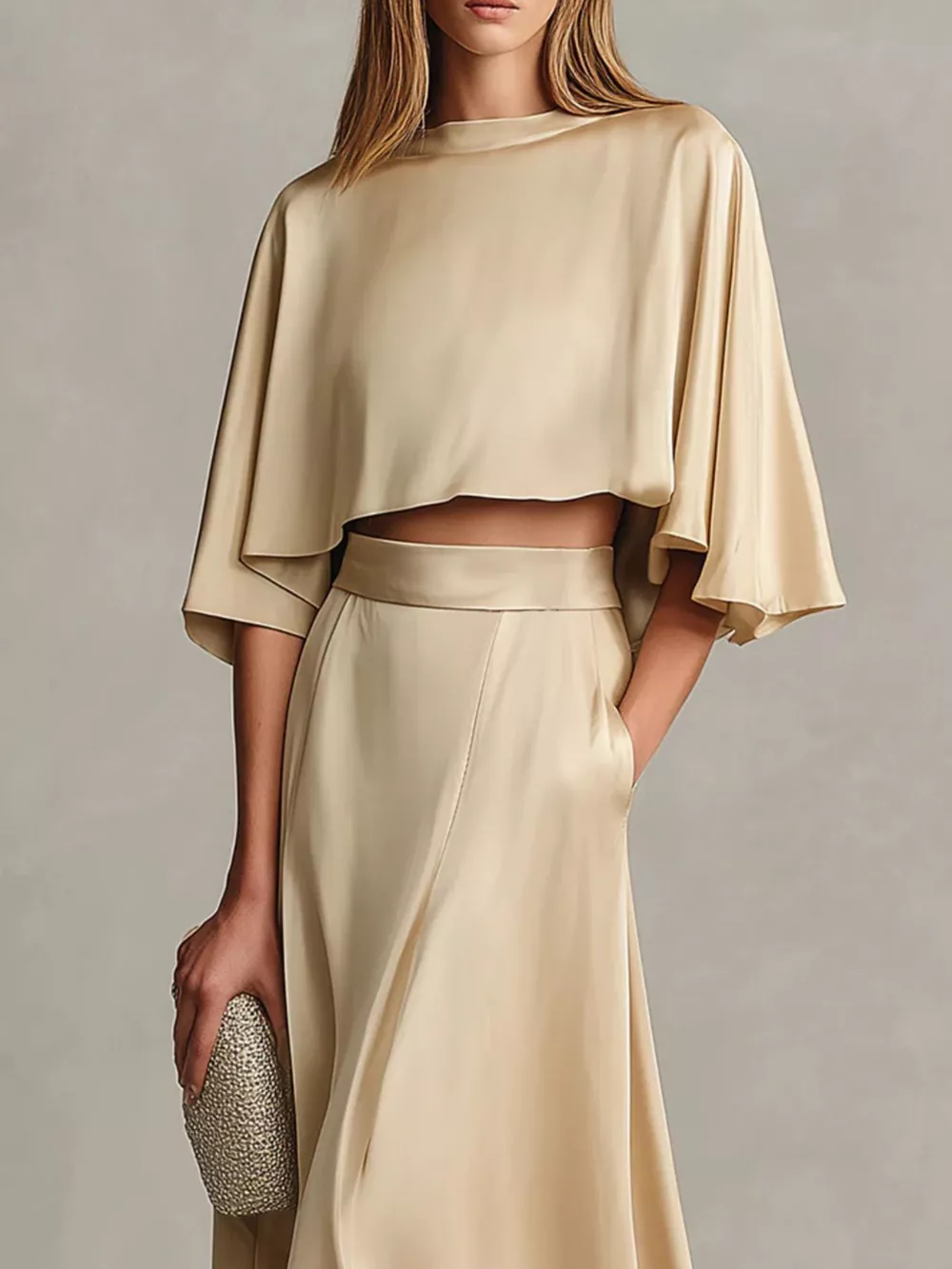 Full Size Satin Crop Top and Maxi Skirt Two-Piece Set Plus Size, image 3