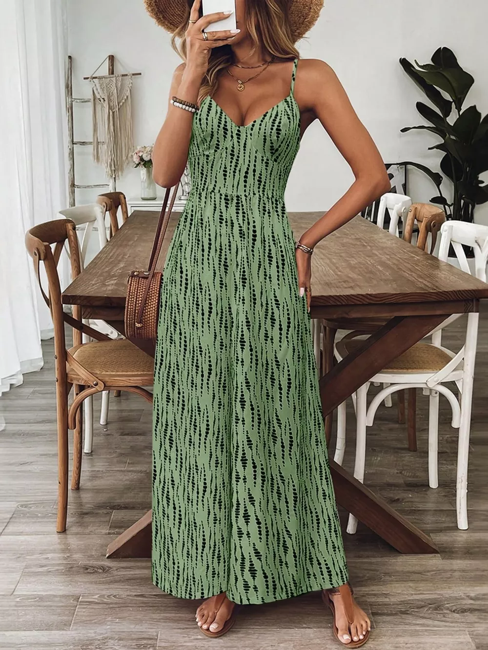 Spaghetti Strap Wide Leg Jumpsuit, image 8