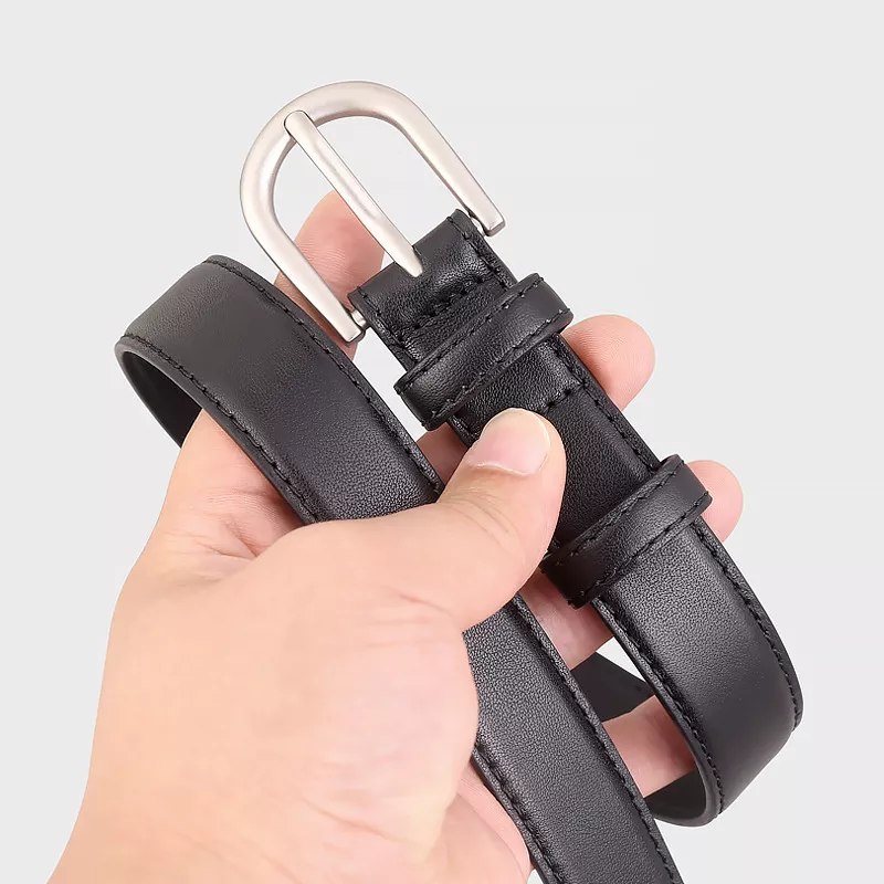 Leather Belt with Silver Buckle, image 2