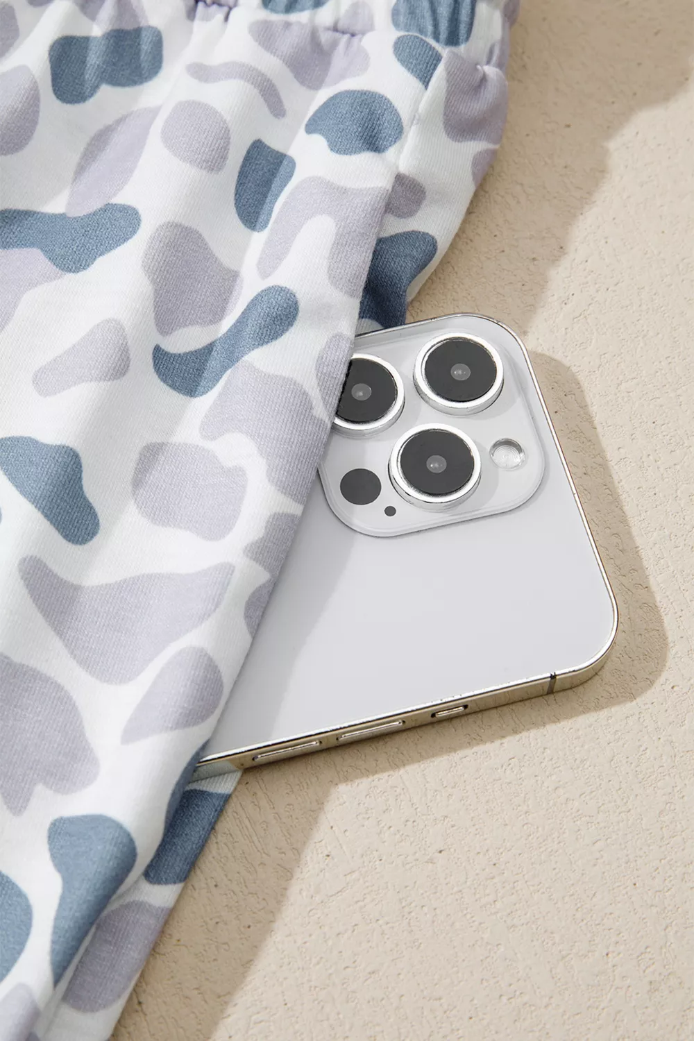 Camouflage Print Lapel Shirt Drawstring 2pcs Short Pajama Set, image 10
