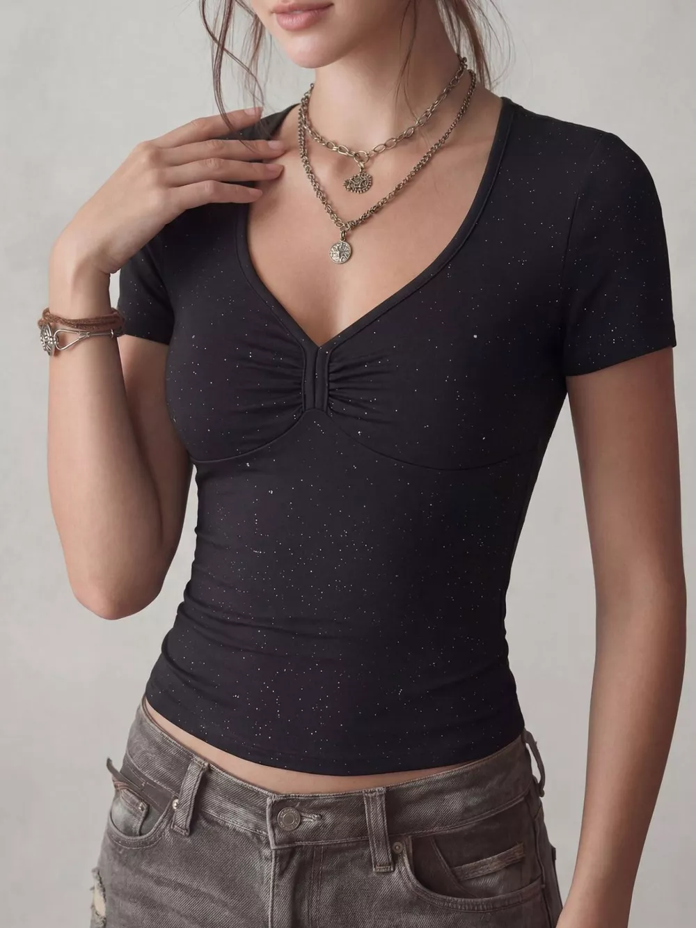 Slim-Fit V-Neck T-Shirt, image 2