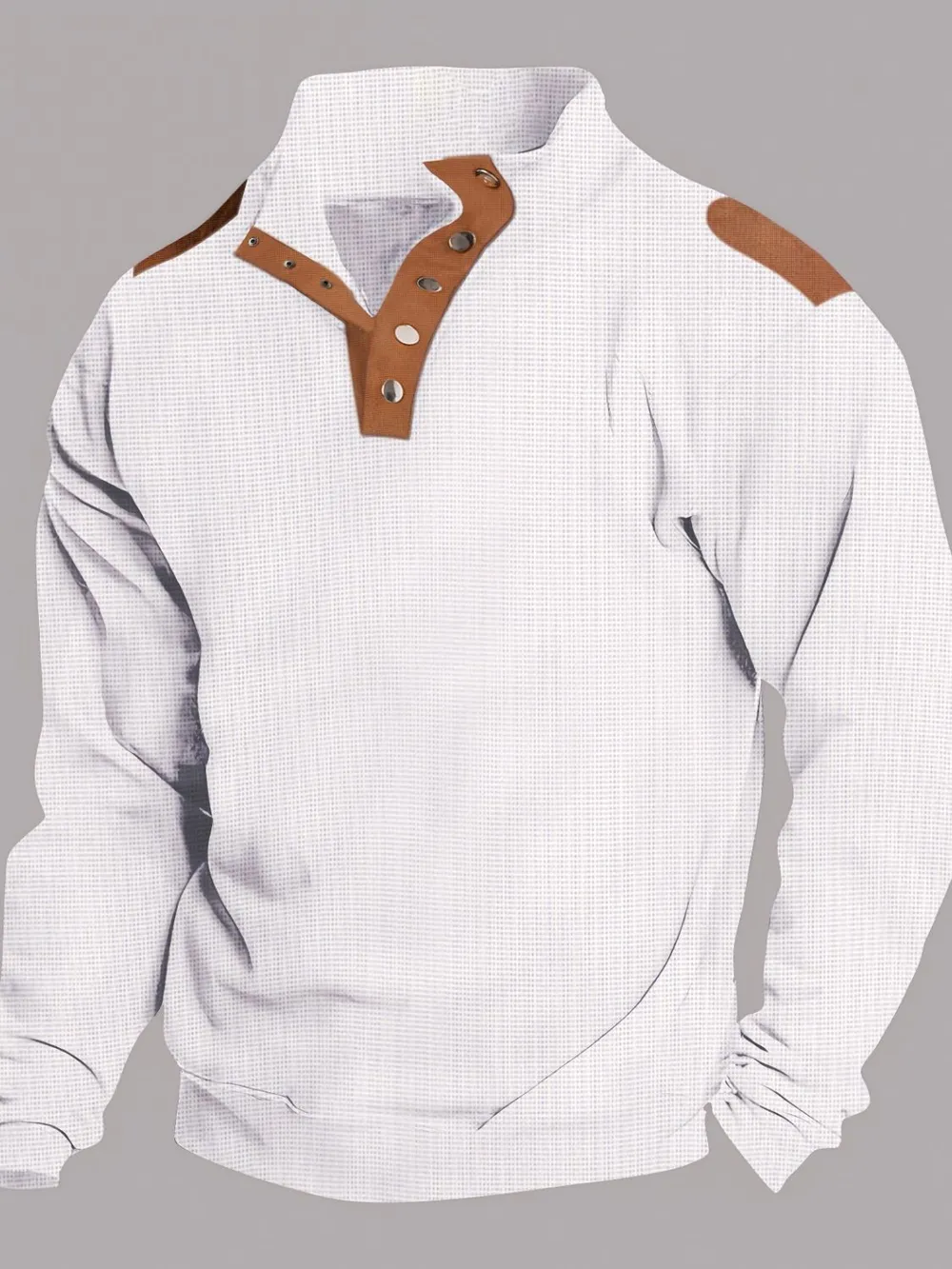 Men's Full Size Quarter Snap Long Sleeve Top Plus Size, image 2