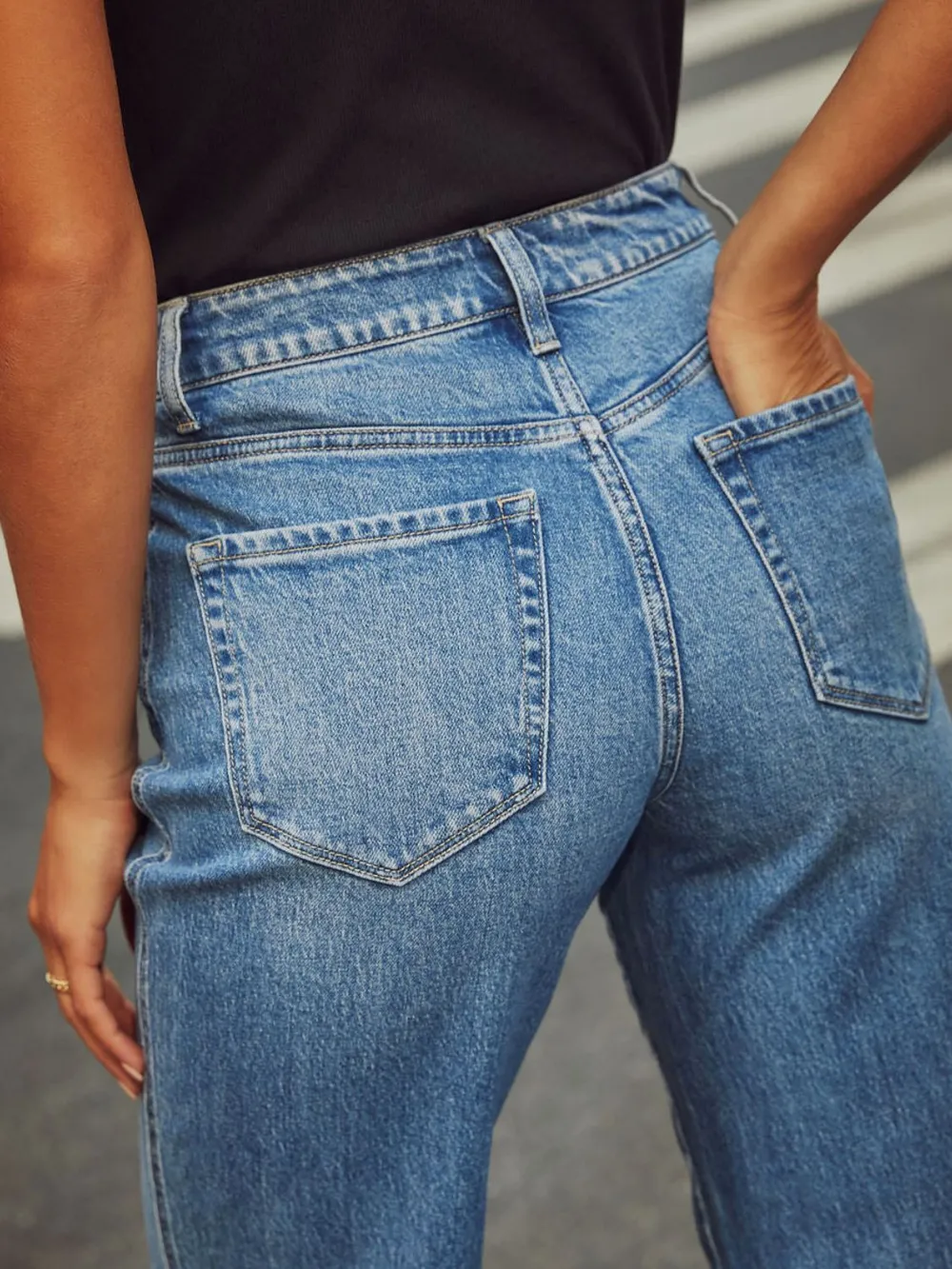 High Waisted Straight Leg Rolled Jeans, image 17