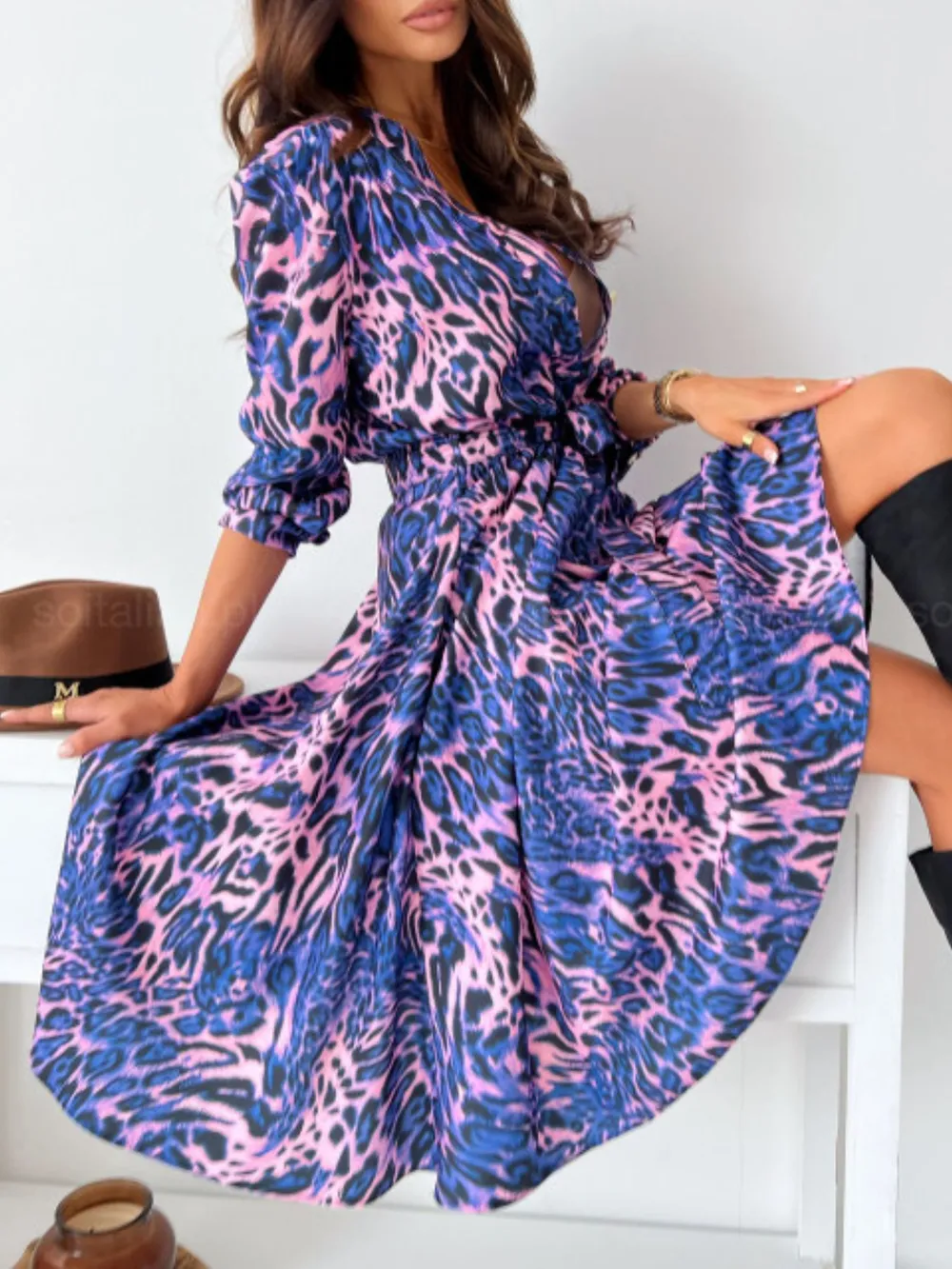 Printed Tie Waist Midi Dress, image 10