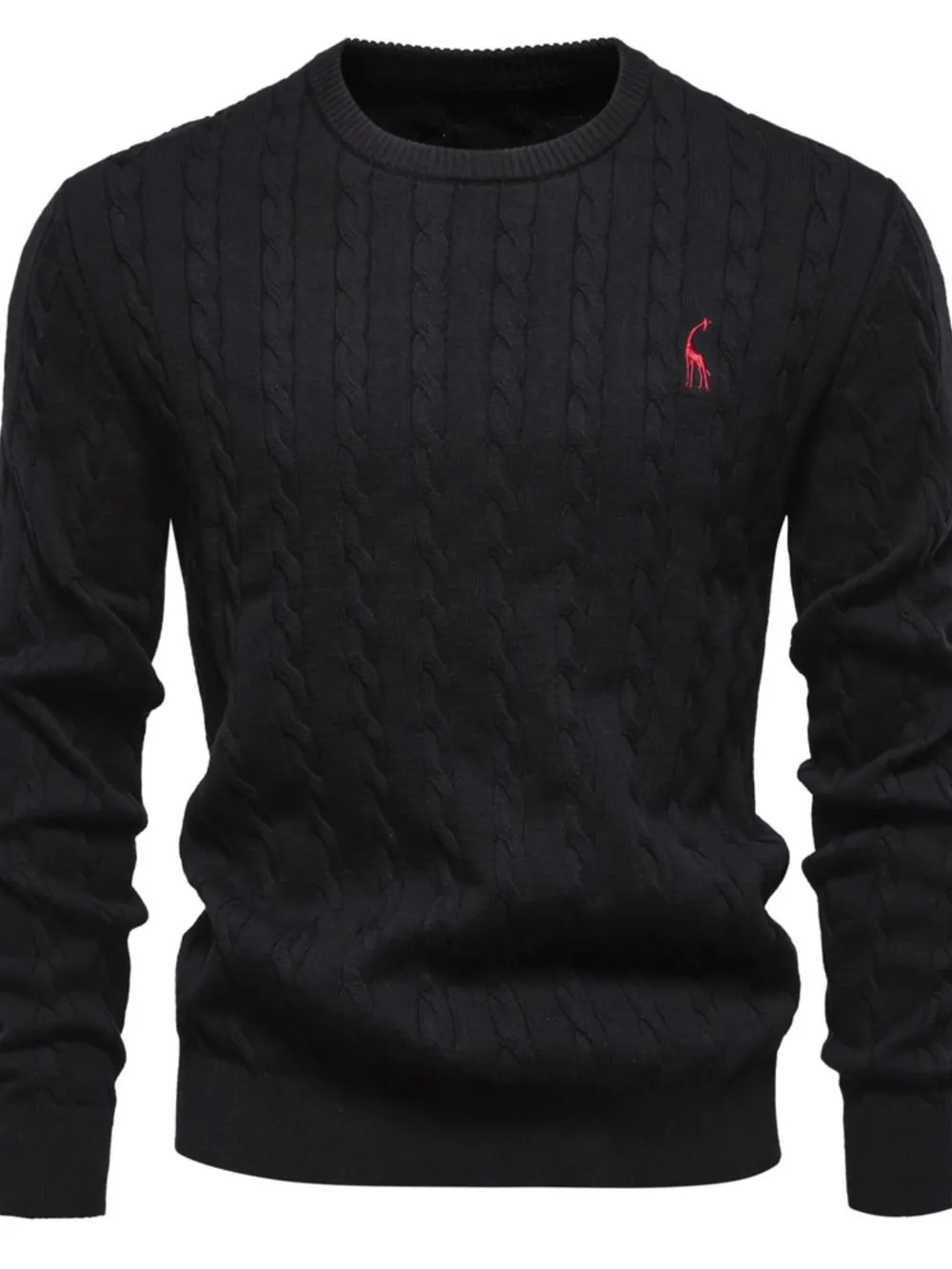Men's Cable-Knit Round Neck Long Sleeve Sweater, image 8