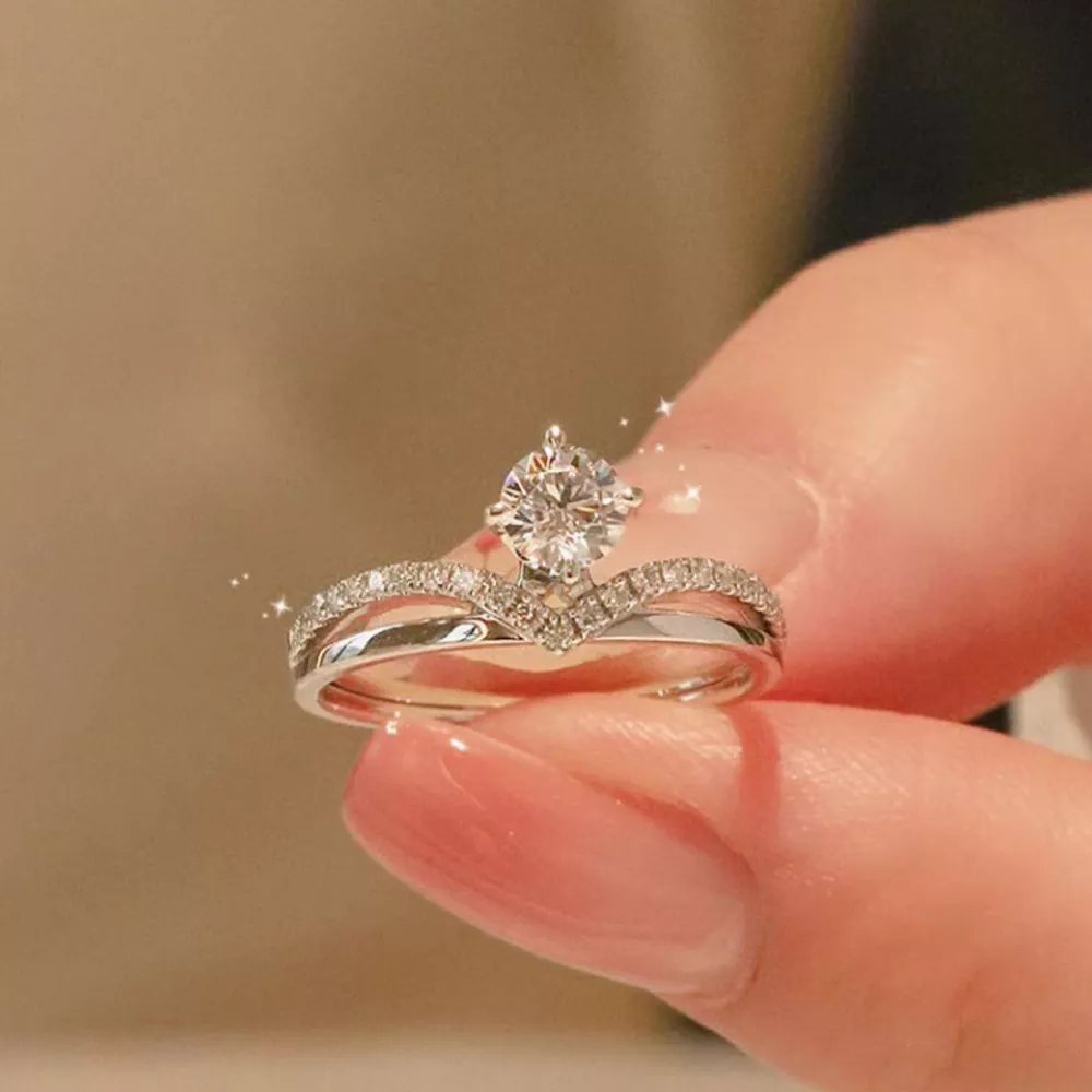 1 Carat 925 Sterling Silver Moissanite Ring, image 2