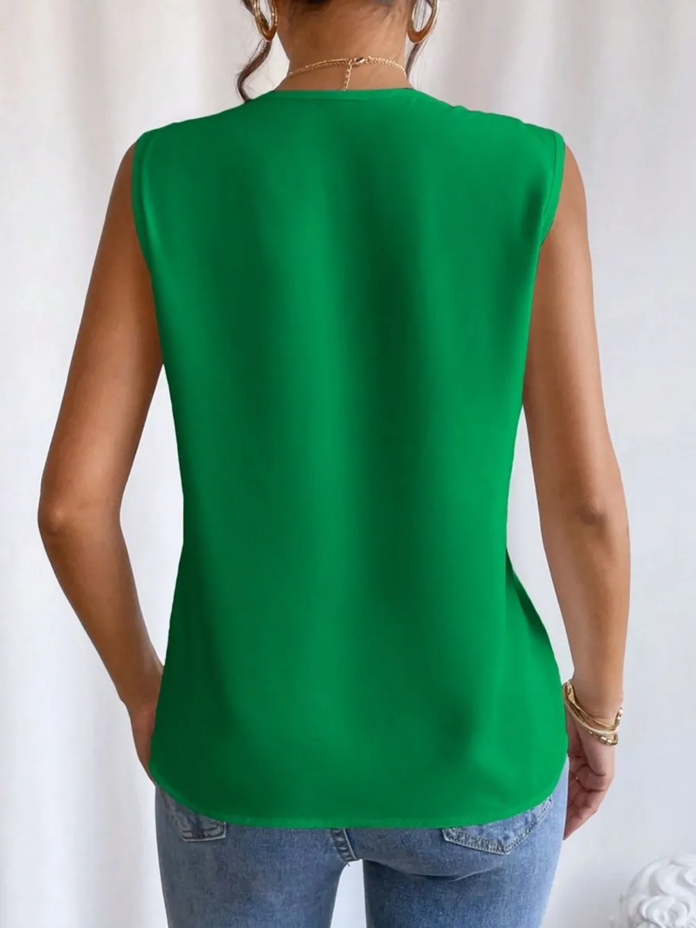 V-Neck Pleated Sleeveless Cami Tank Top, image 27