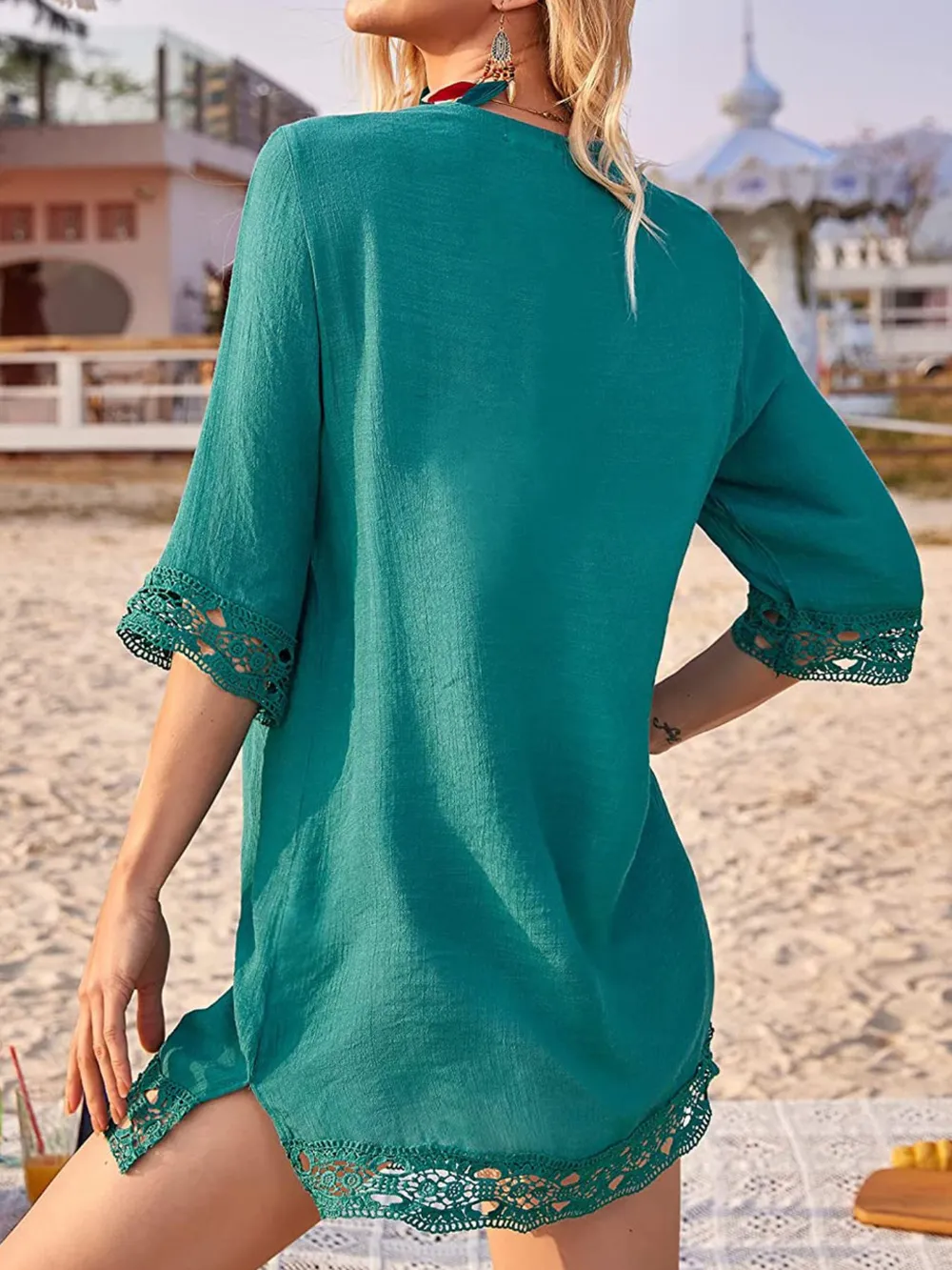 Lace Trim V-Neck Cover-Up, image 13
