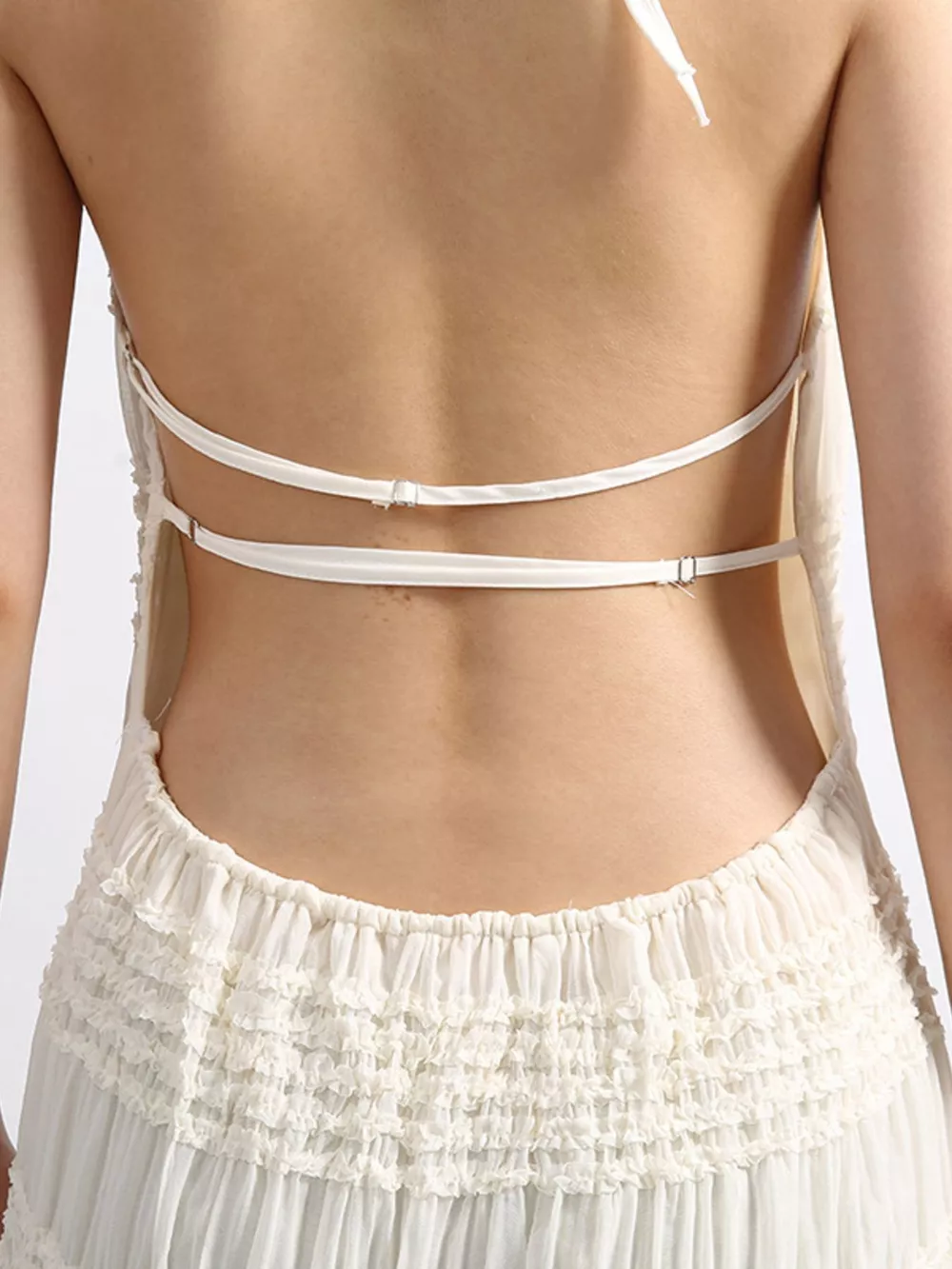 Backless Halter Neck Ruched Maxi Dress, image 8