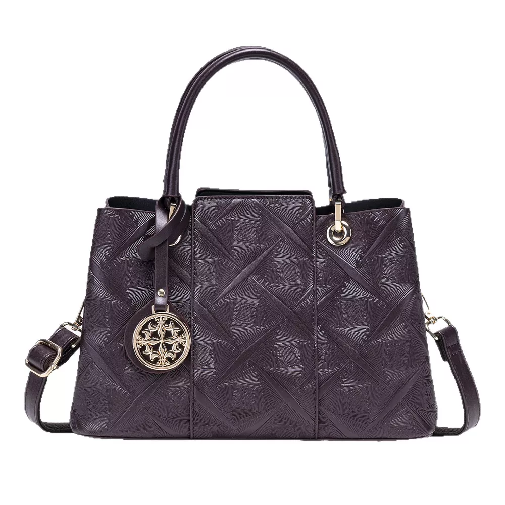 Embossed Pattern Leather Top Handle Handbag, image 5