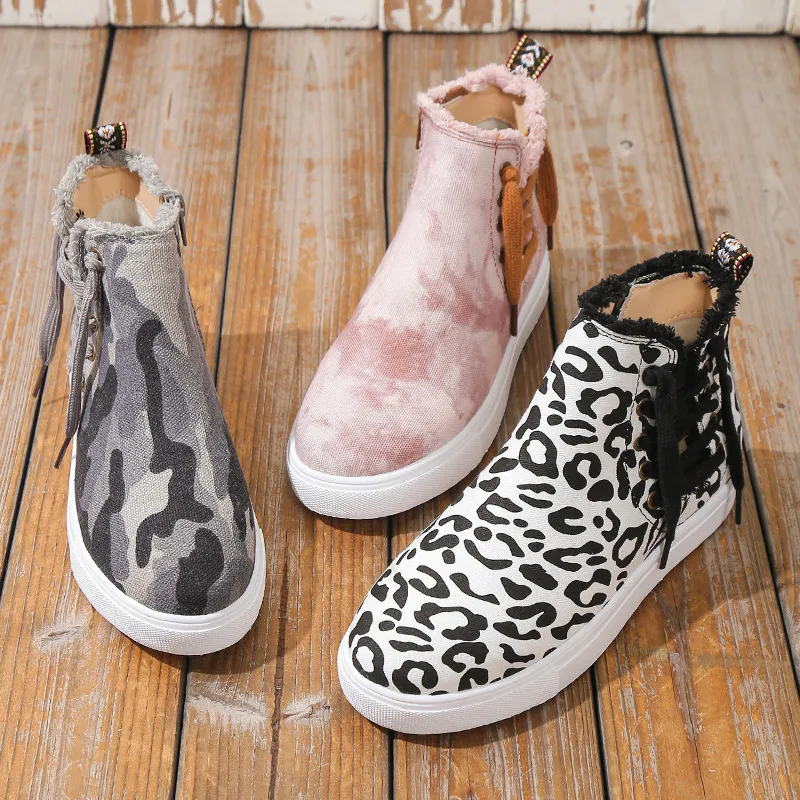 Lace-Up Round Toe Canvas Boots with Side Zip, image 6
