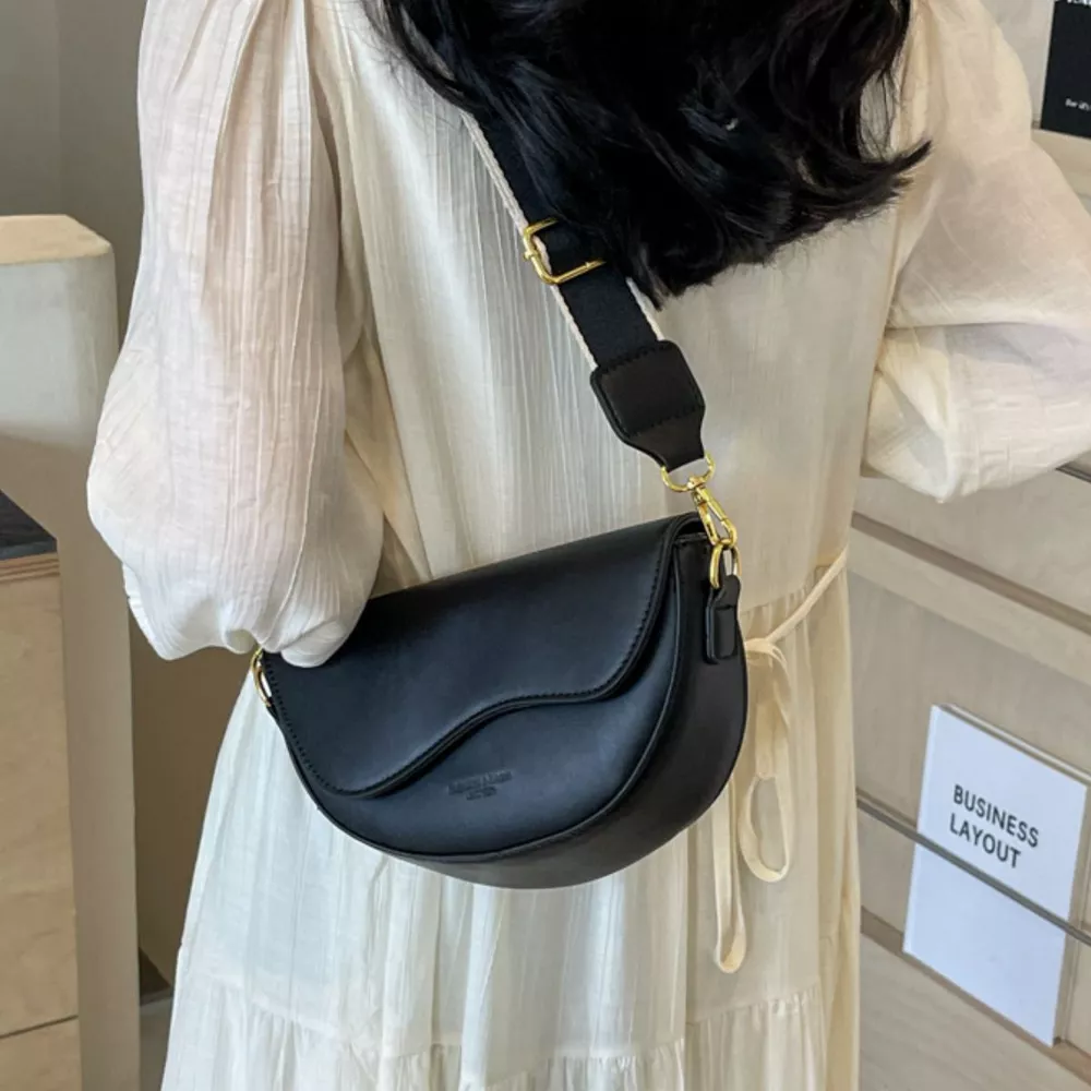 Leather Crescent Crossbody Bag, image 4