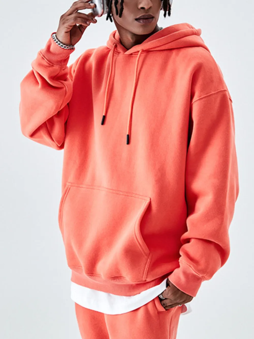 Men's Drawstring Drop Shoulder Hoodie, image 5