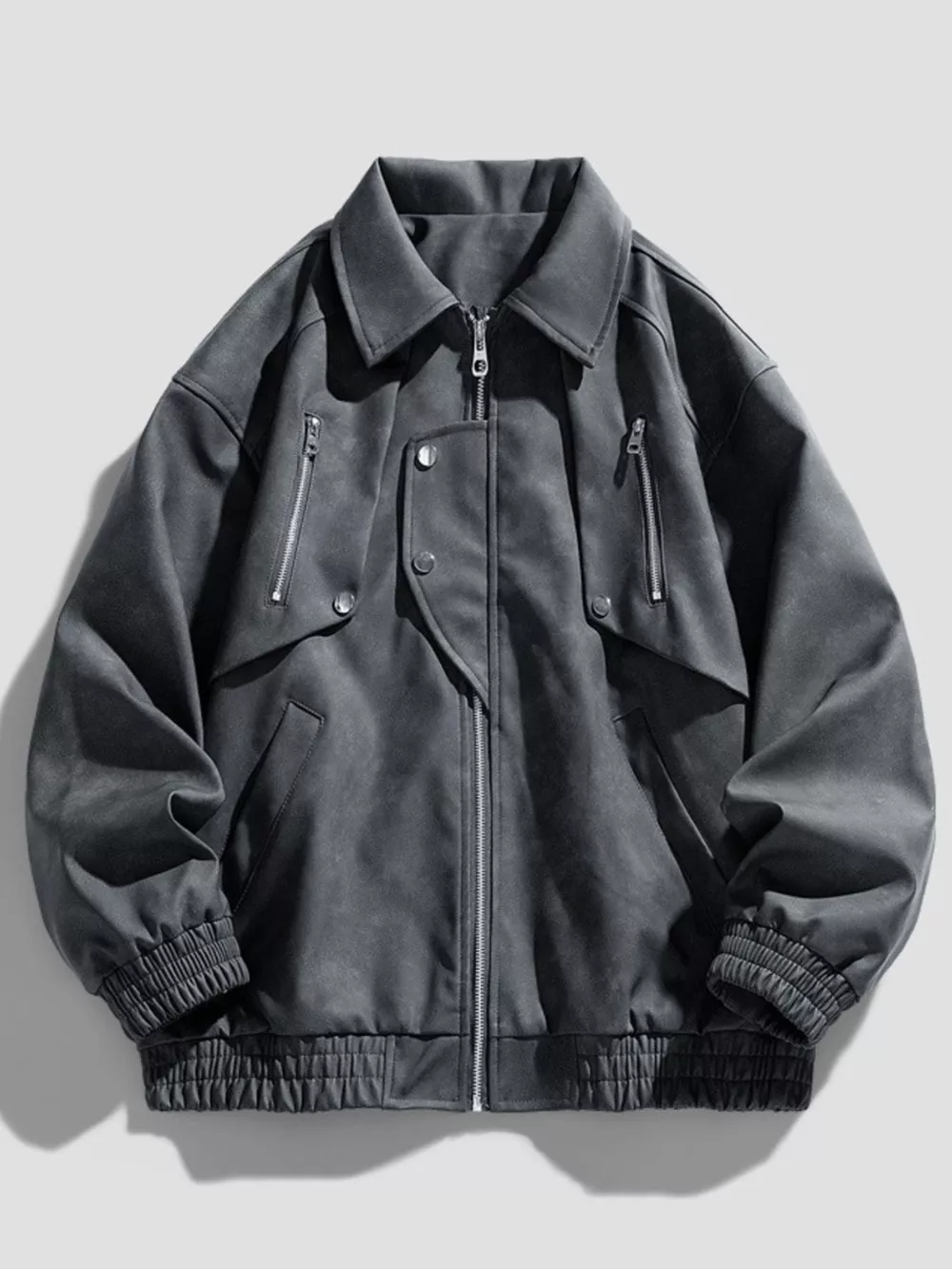Men's Plus Size Zip-Up Collared Neck Jacket, image 6