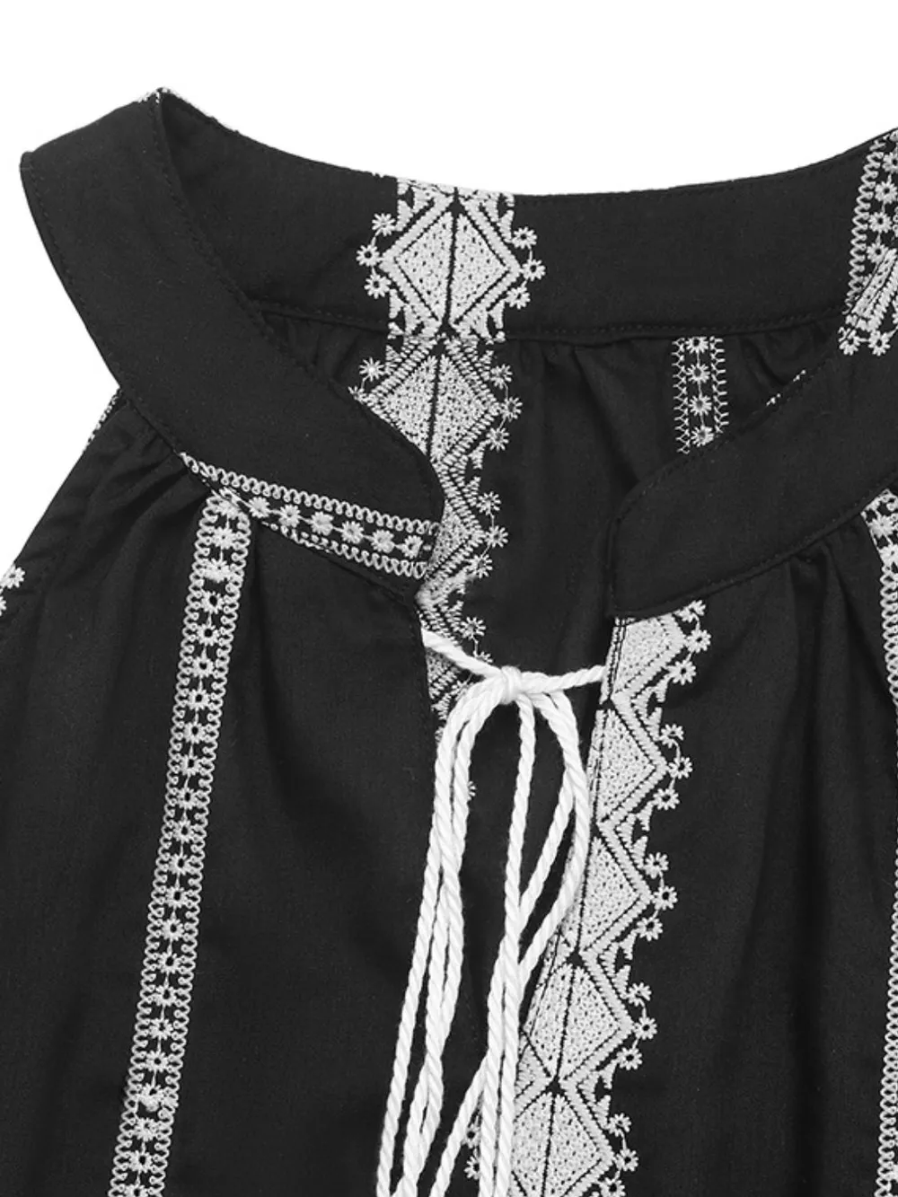 Tassel Tied Embroidered Tank, image 9