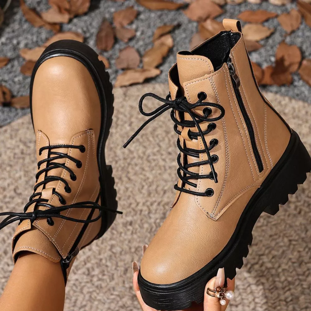 Round Toe Block Heels Boots, image 17