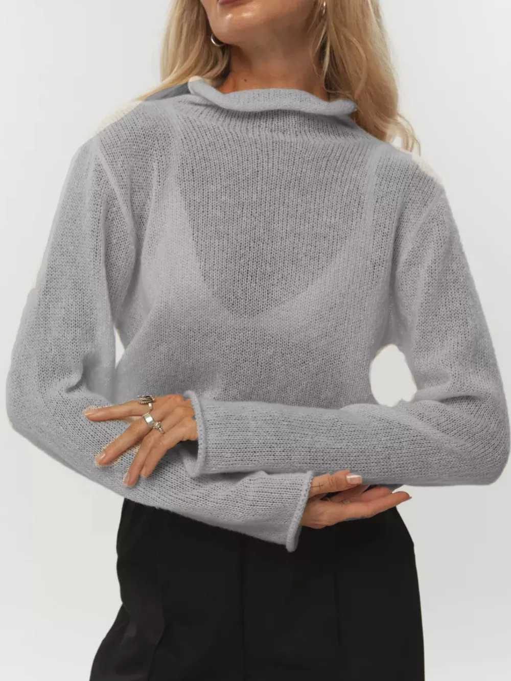 Mock Neck Long Sleeve Sweater, image 13