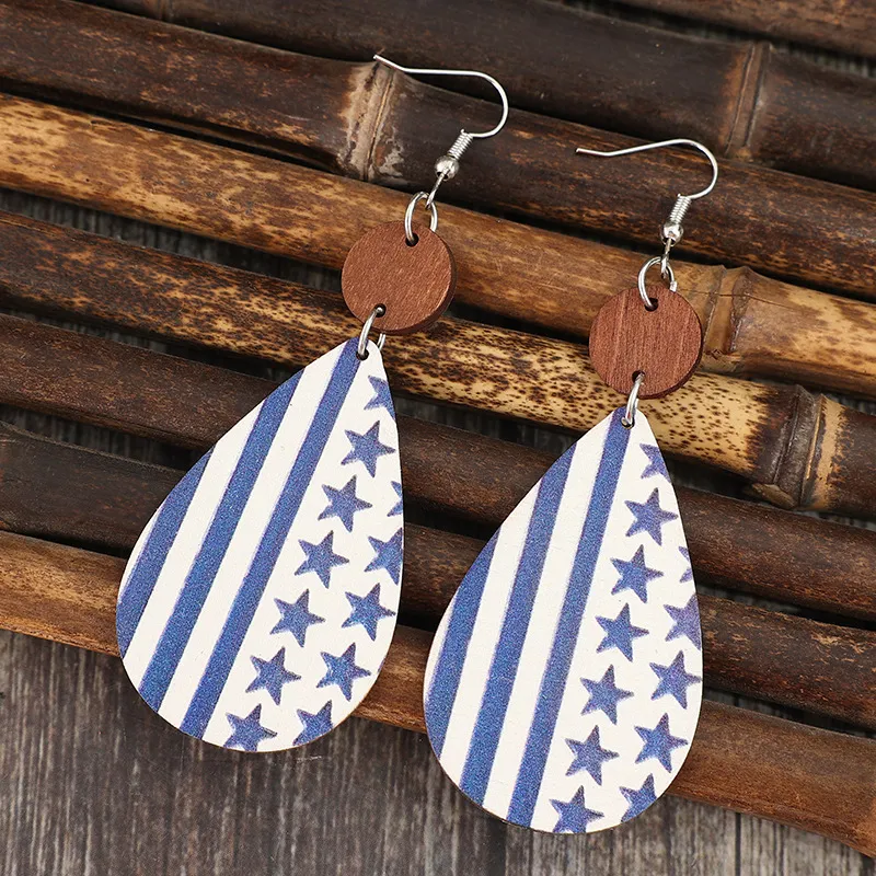 Printed PU Leather Dangle Earrings, image 3