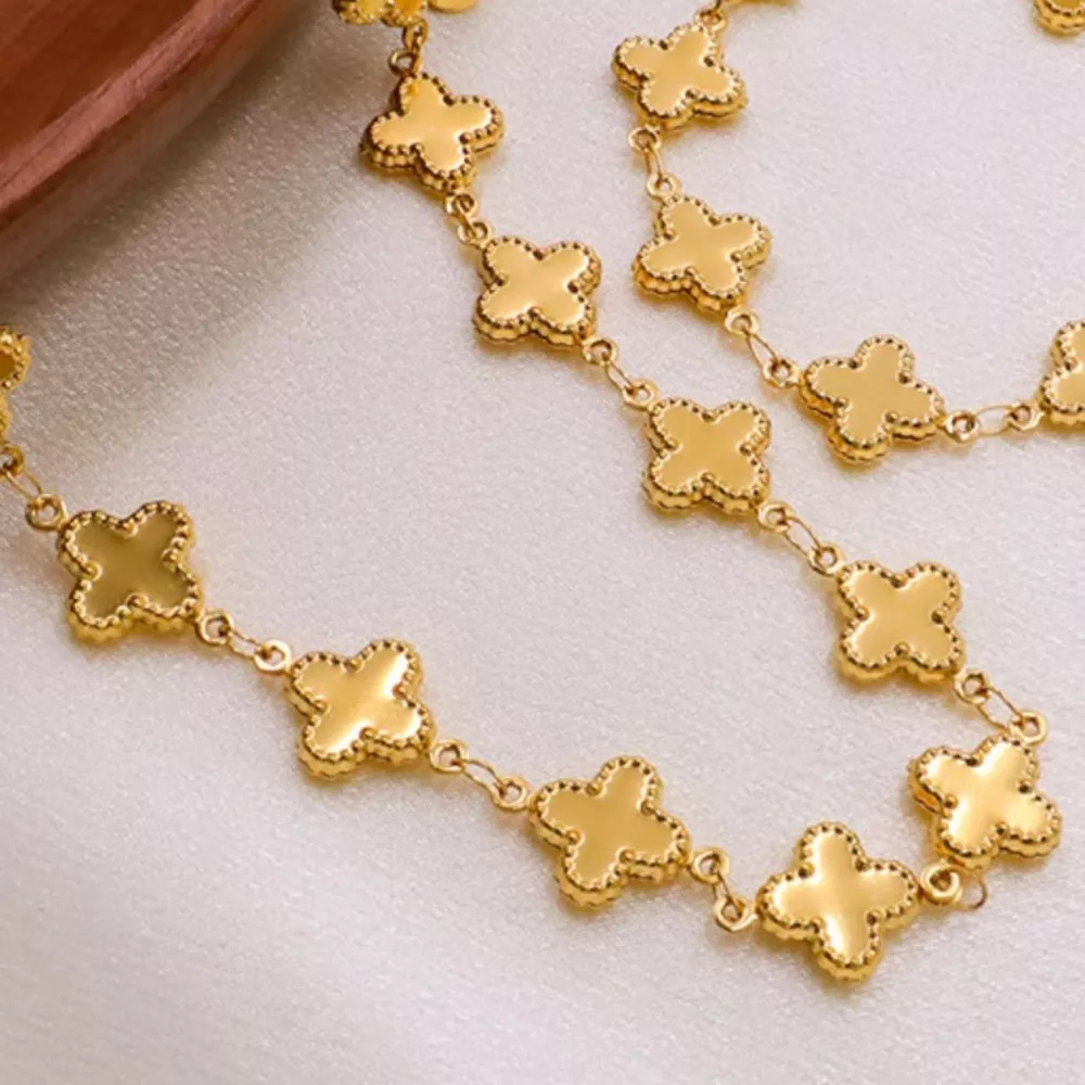 18K Gold-Plated Clover Charm Necklace, image 4