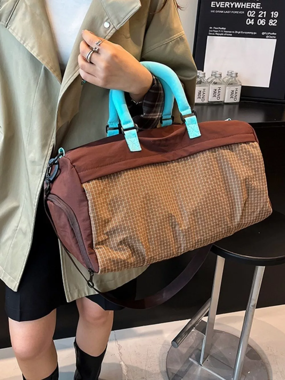 Plaid Oxford Sloth Travel Bag, image 4