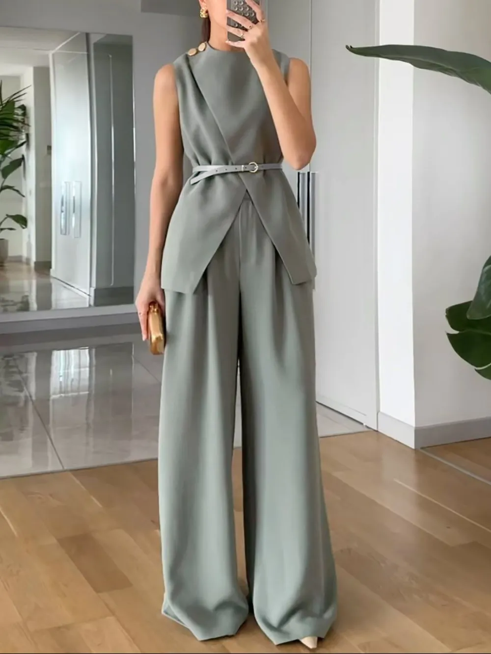 Sleeveless Top and Pants Set, image 2