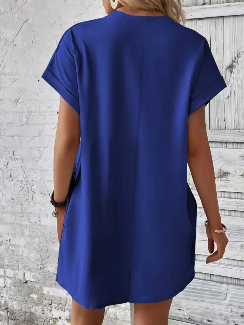 Pocketed Round Neck Short Sleeve Dress, image 21