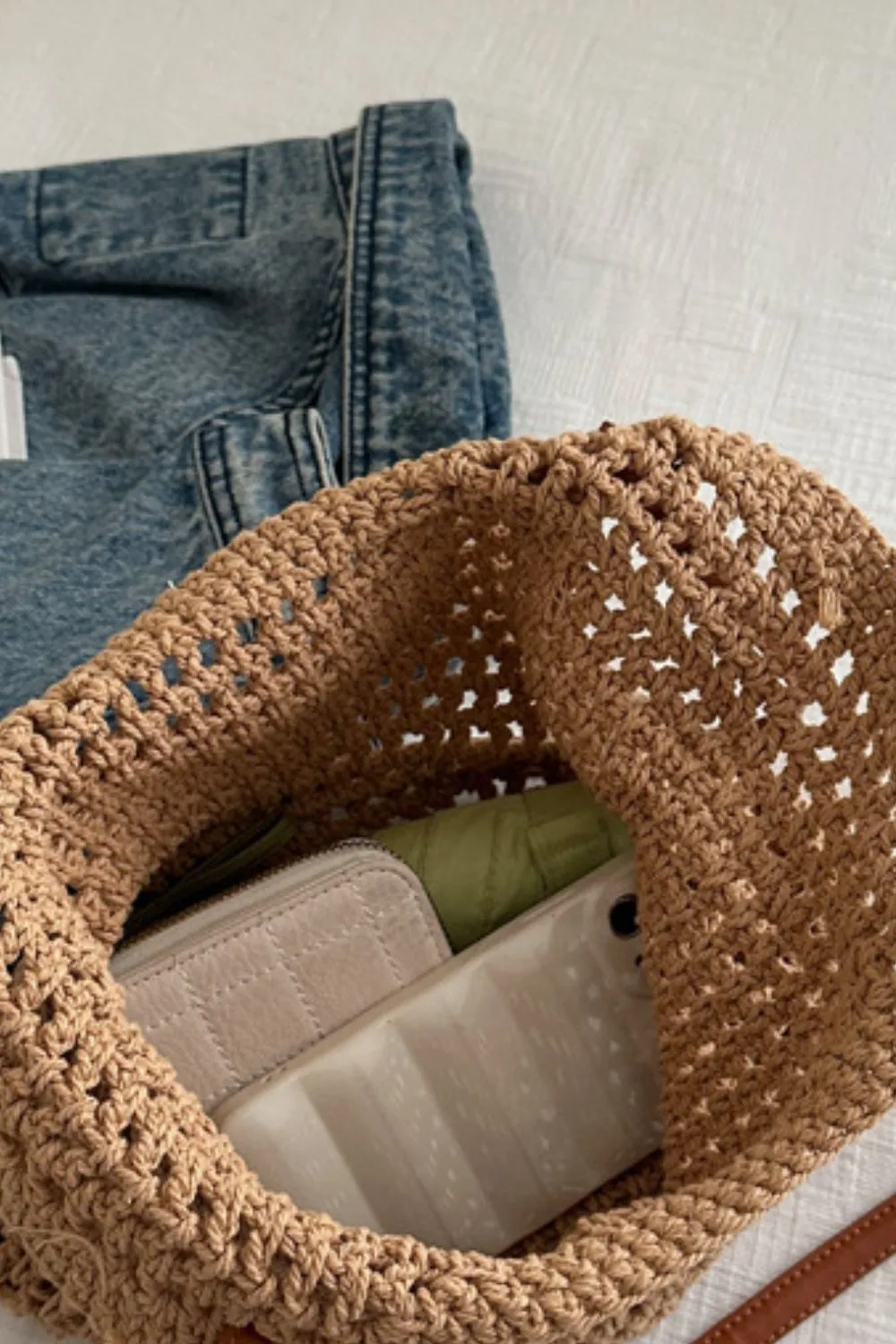 Openwork Woven Tote Bag, image 7