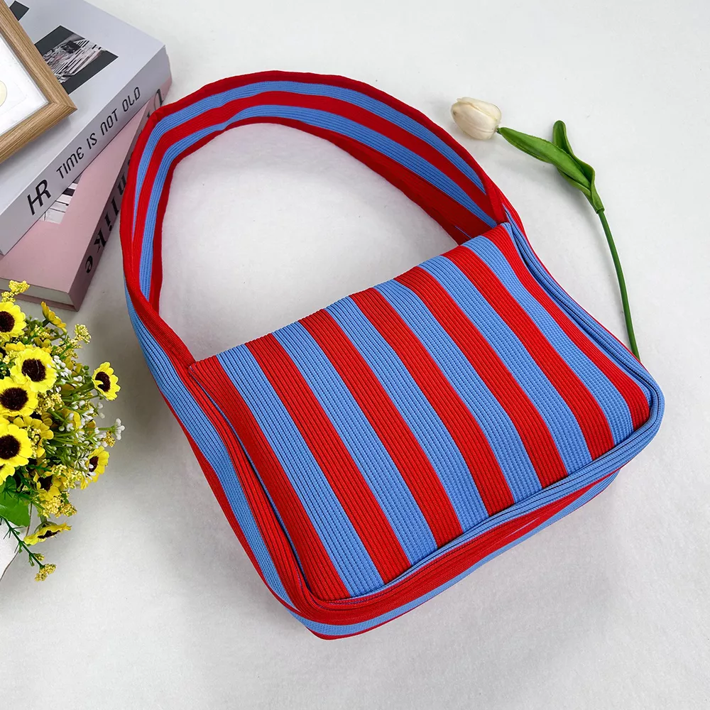 Striped Knit Shoulder Bag, image 3
