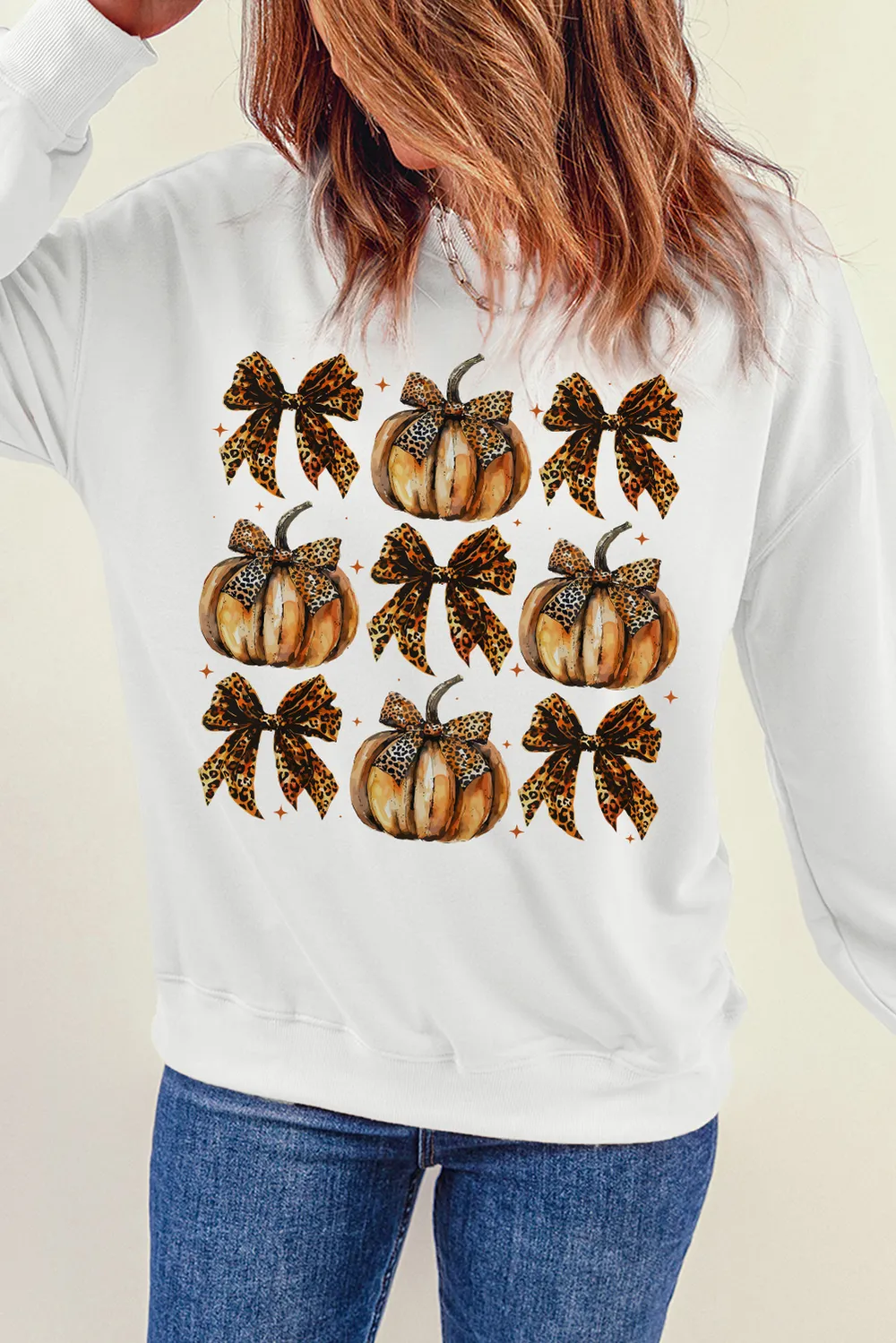 Pumpkin & Bow Graphic Long Sleeve Sweatshirt, image 4
