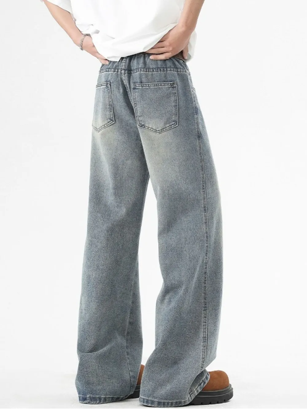 Men's Plus Size Washed Wide Leg Jeans, image 5