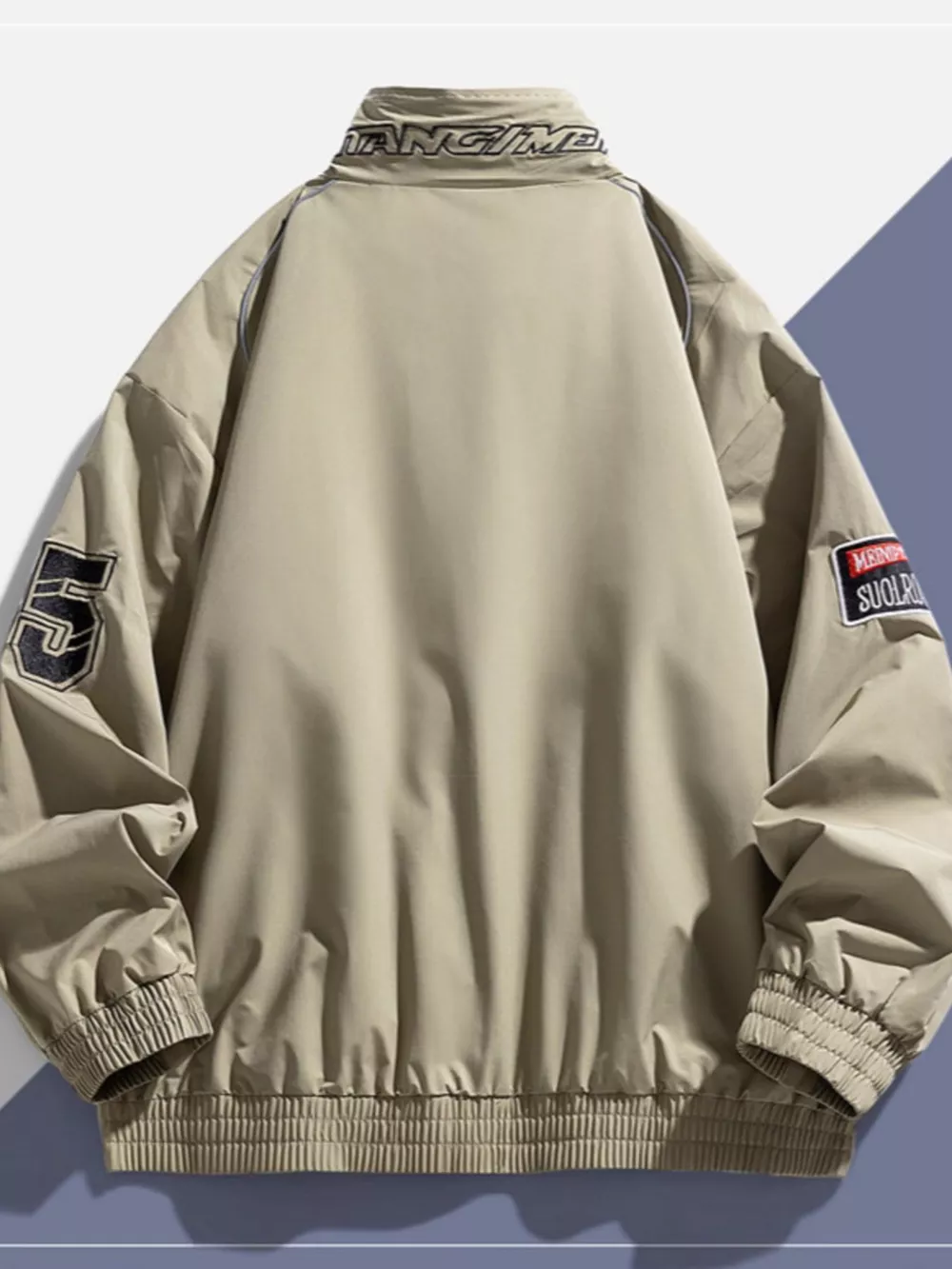 Men's Plus Size Racing-Inspired Zip Up Jacket, image 4