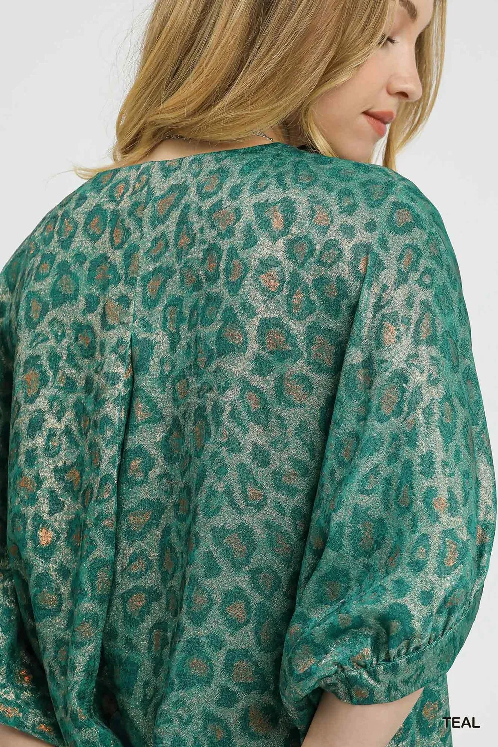 Metallic Leopard Print V-Neck Kimono Dress, image 4