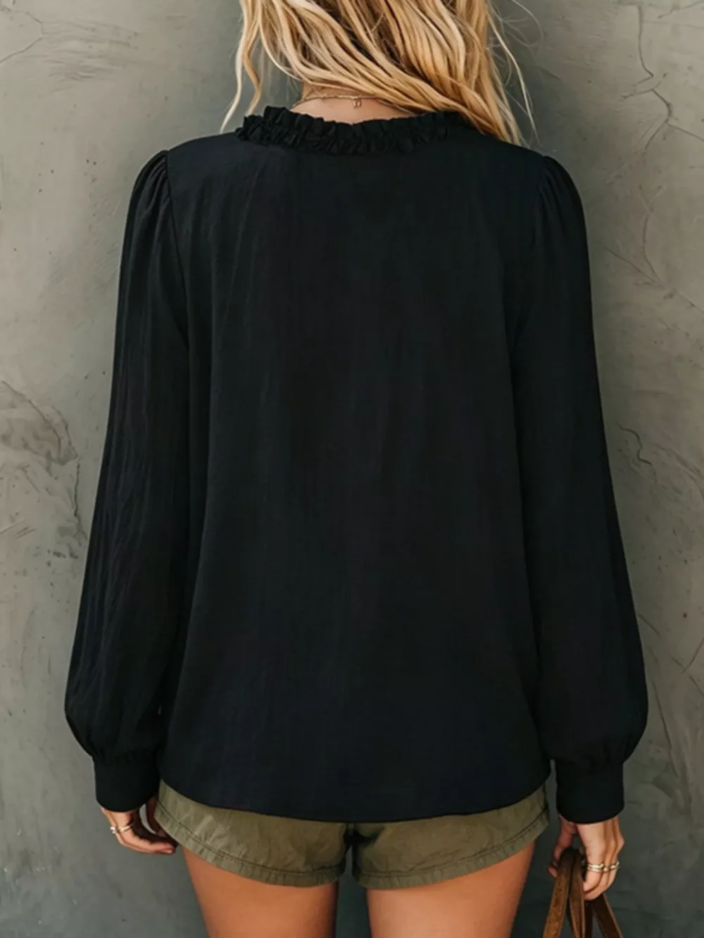 Frill V-Neck Long Sleeve Blouse, image 9