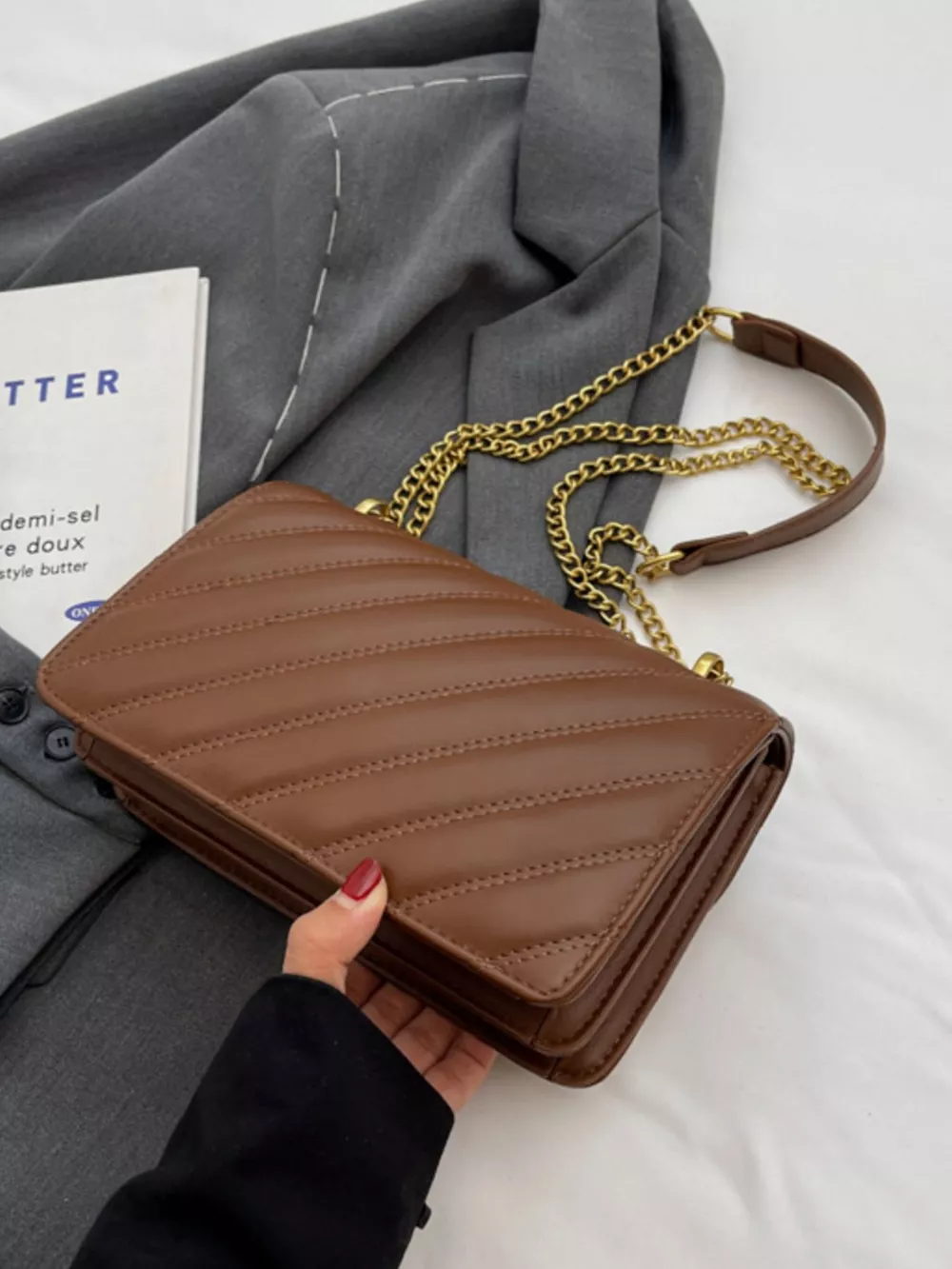 Quilted Flap Chain Shoulder Bag, image 12