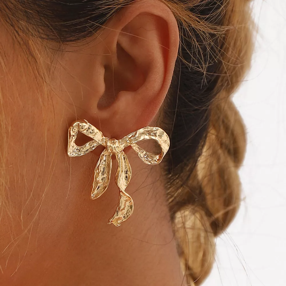 18K Gold-Plated Bow Earrings, image 2