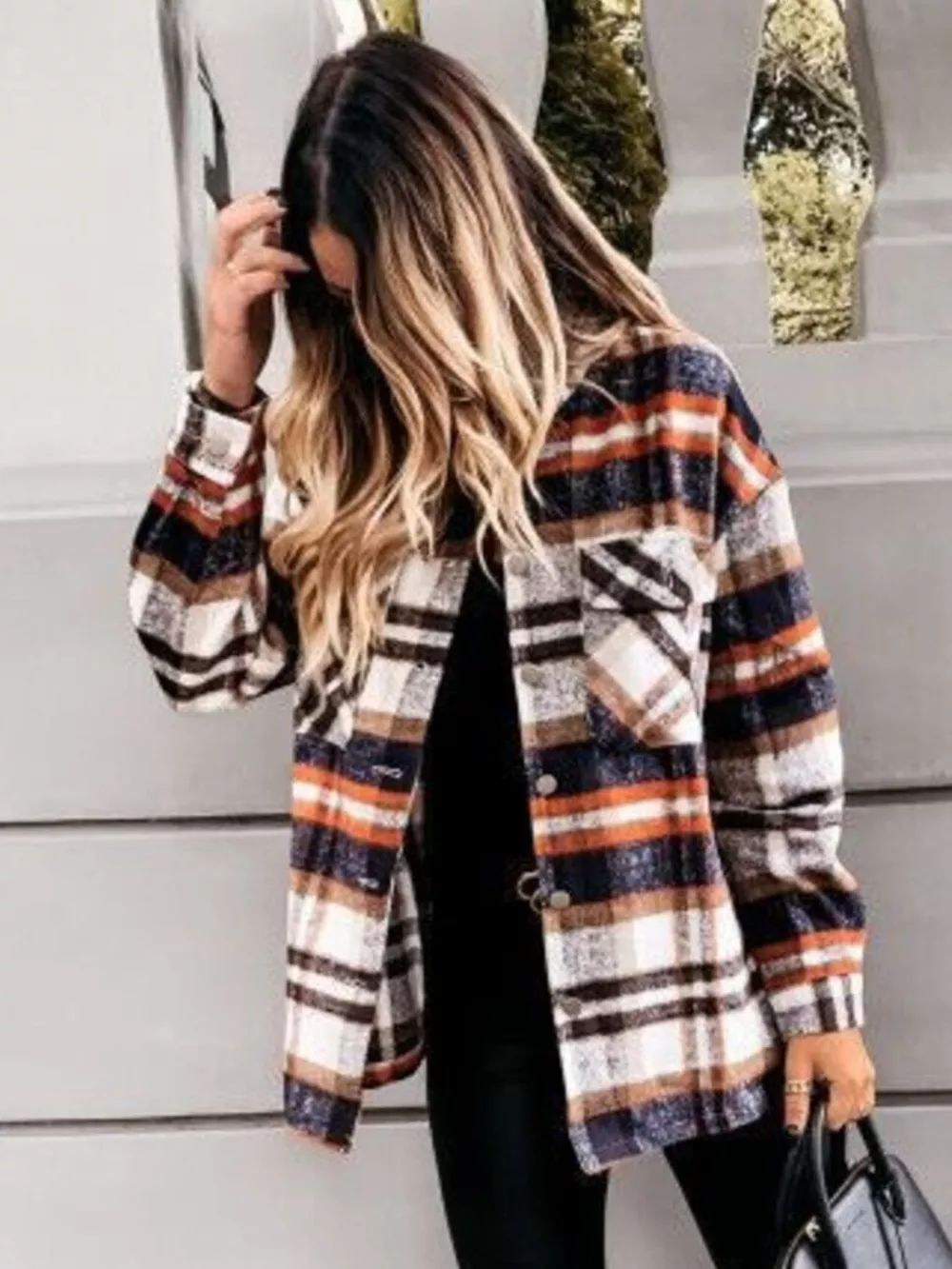 Plaid Button-Down Long Sleeve Shacket, image 12