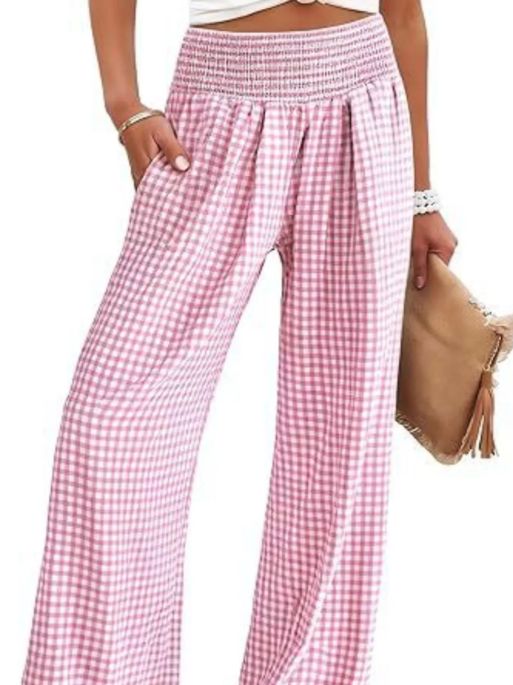 Gingham High Waist Wide Leg Pants, image 11